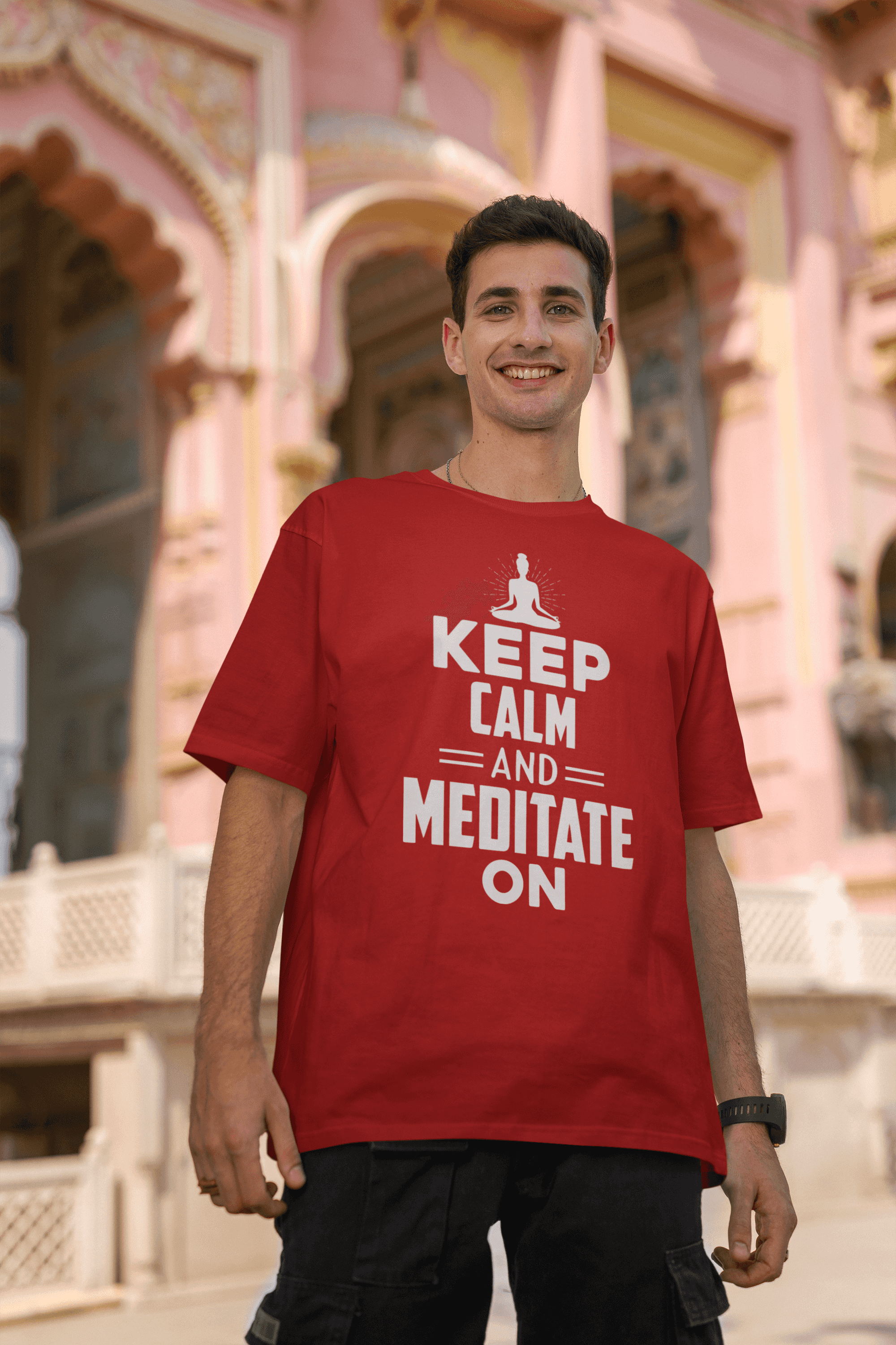 Men's Oversized T-Shirt - "Yoga: "Keep Calm and Meditate On" T-Shirt