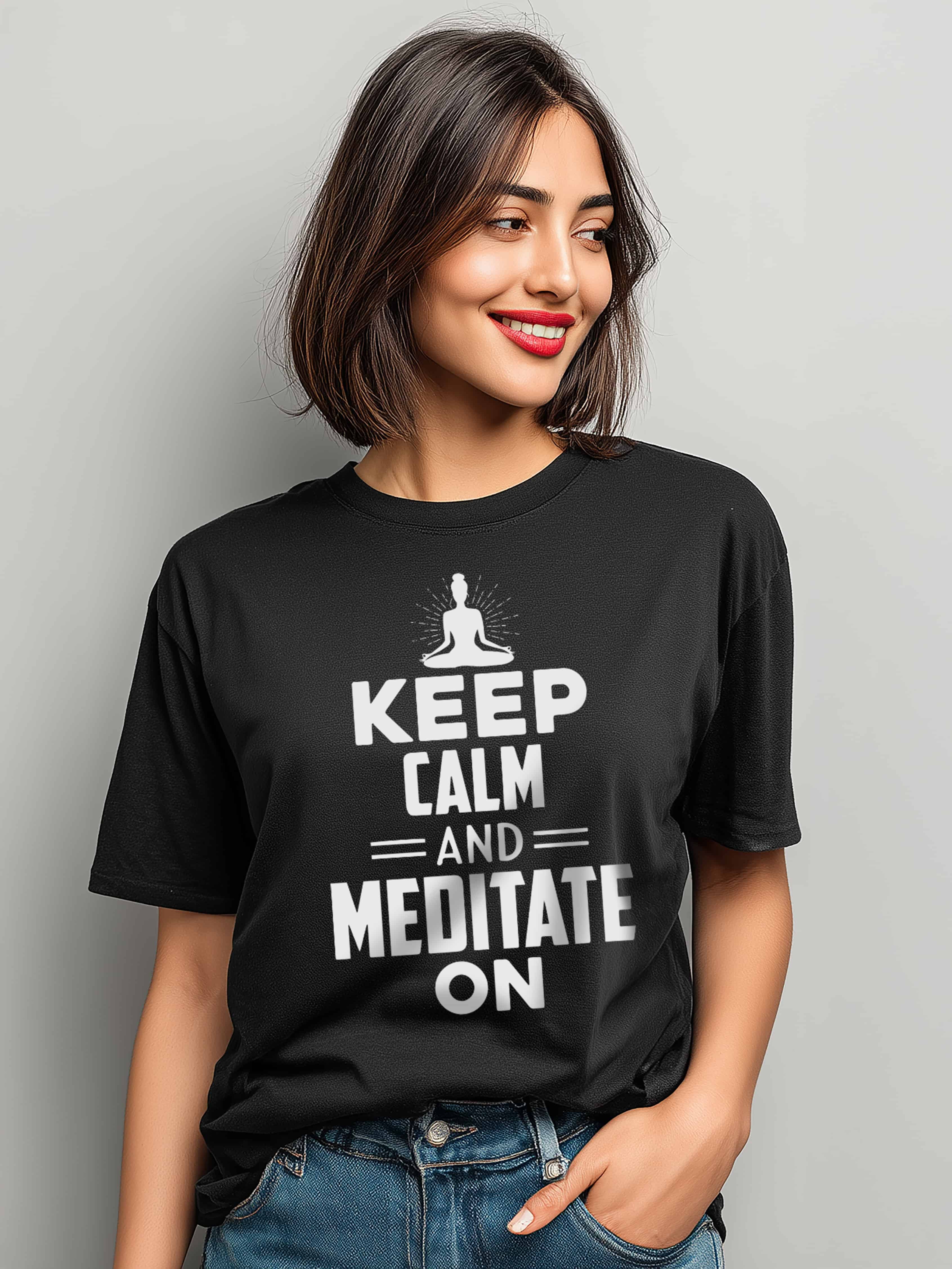 "Keep Calm and Meditate On" Women's Cotton Oversized T-Shirt