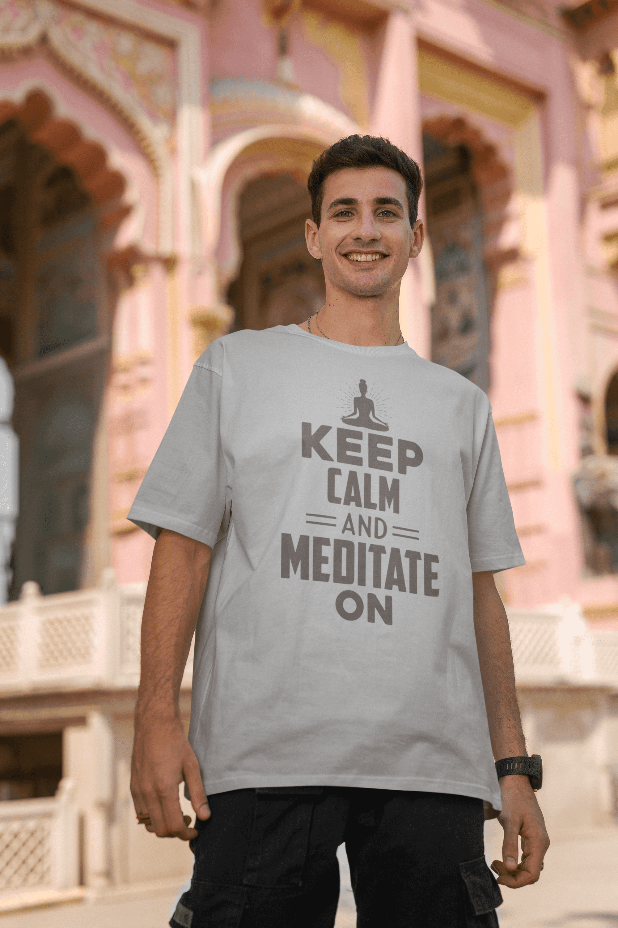 Men's Oversized T-Shirt - "Yoga: "Keep Calm and Meditate On" T-Shirt