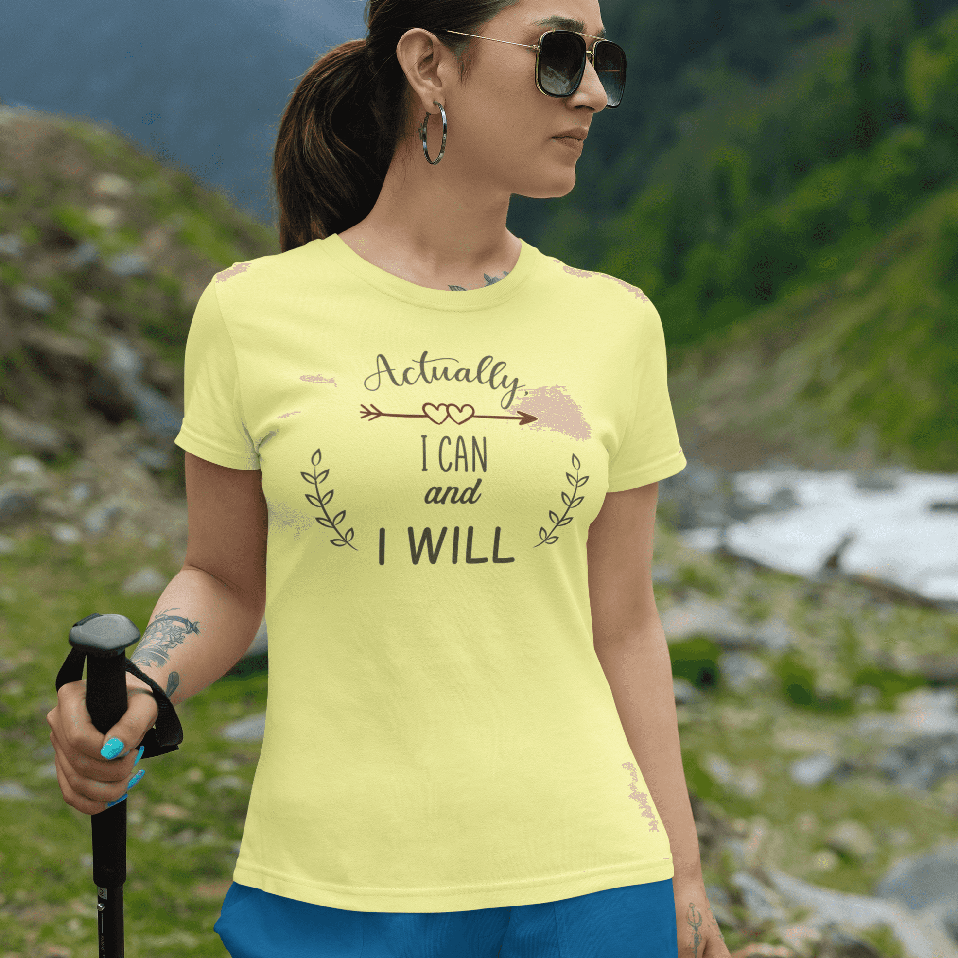 "I Can I Will" Cute Minimal Design Cotton T-Shirt