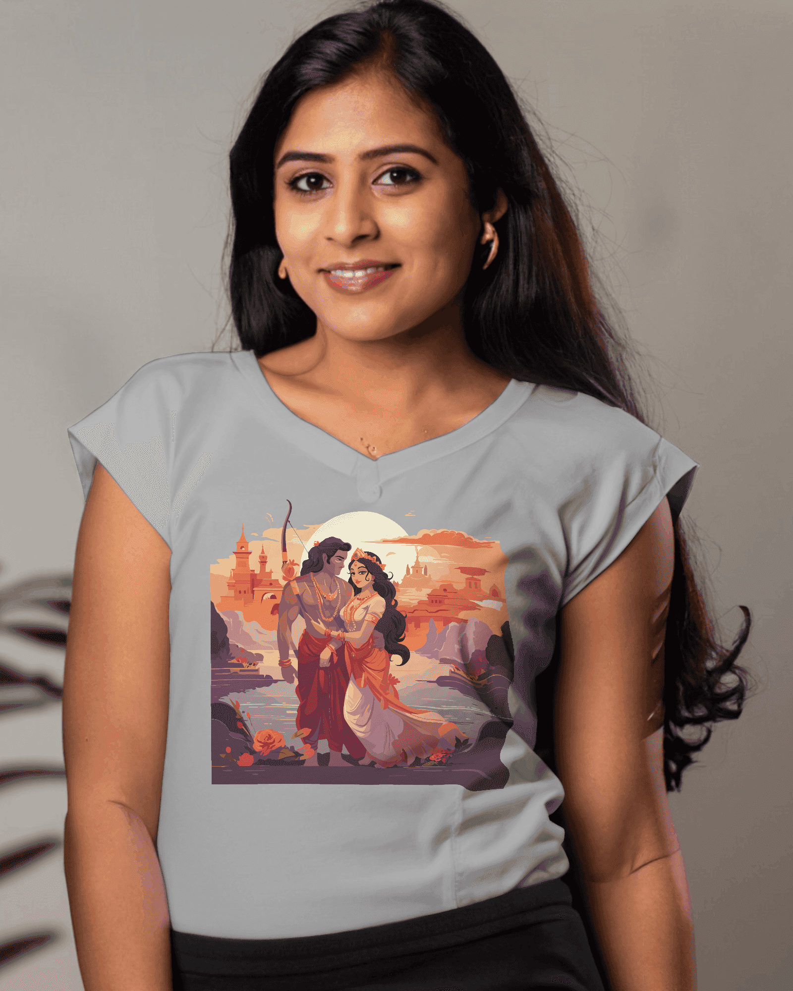 Ram & Sita Women's Divine Love T-Shirt - Ram Aaye Hai Ayodhya Mein