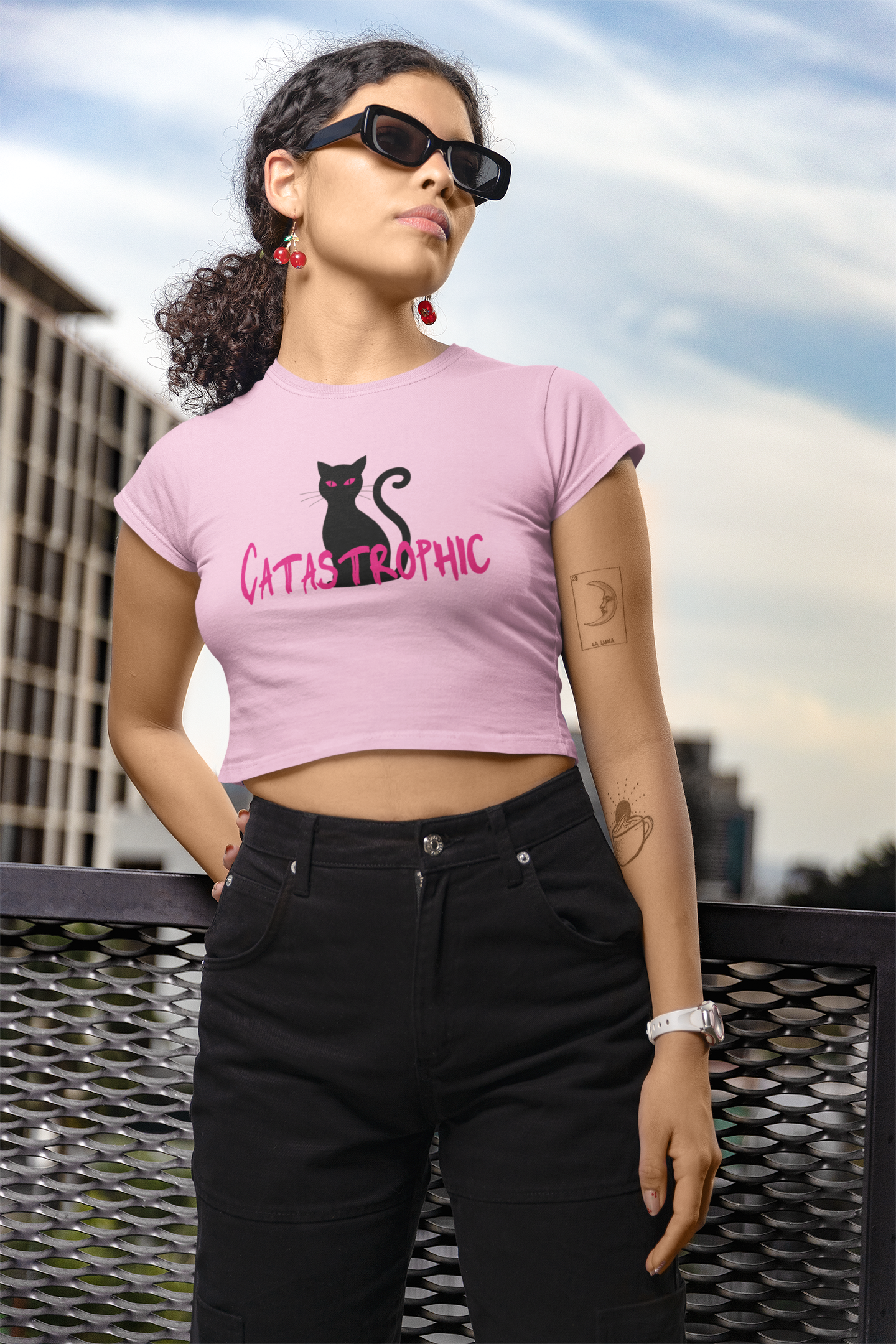 Shop 'Catastrophic' Cat Women's Crop top for  Petlovers