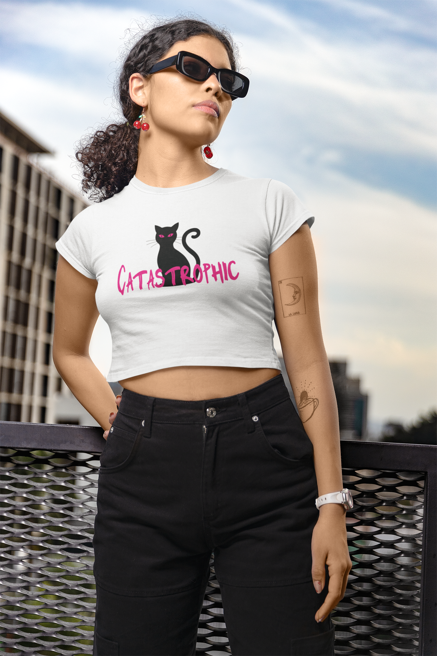 Shop 'Catastrophic' Cat Women's Crop top for  Petlovers