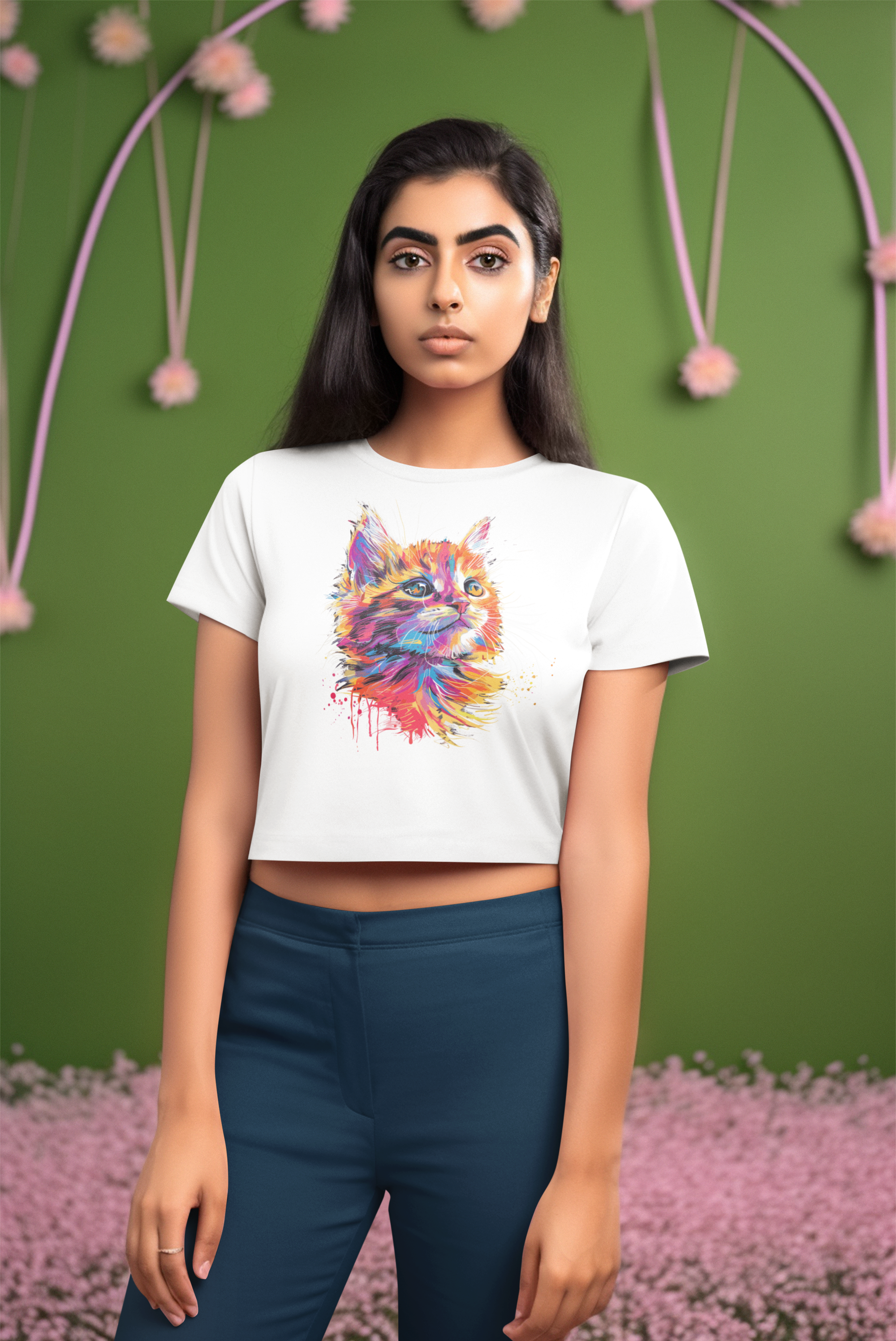 Adorable Cat Design Women's crop top for cat lovers