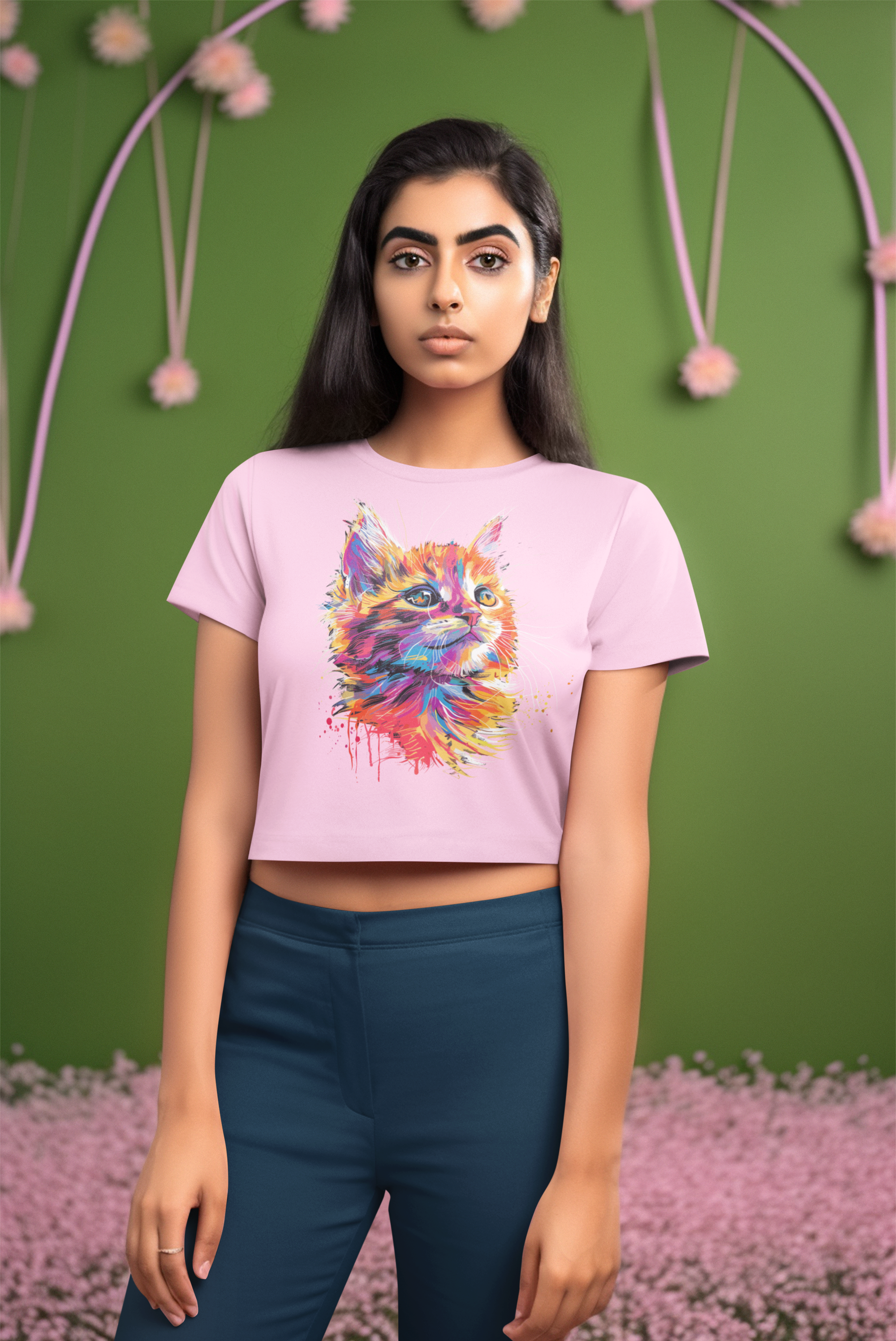 Adorable Cat Design Women's crop top for cat lovers