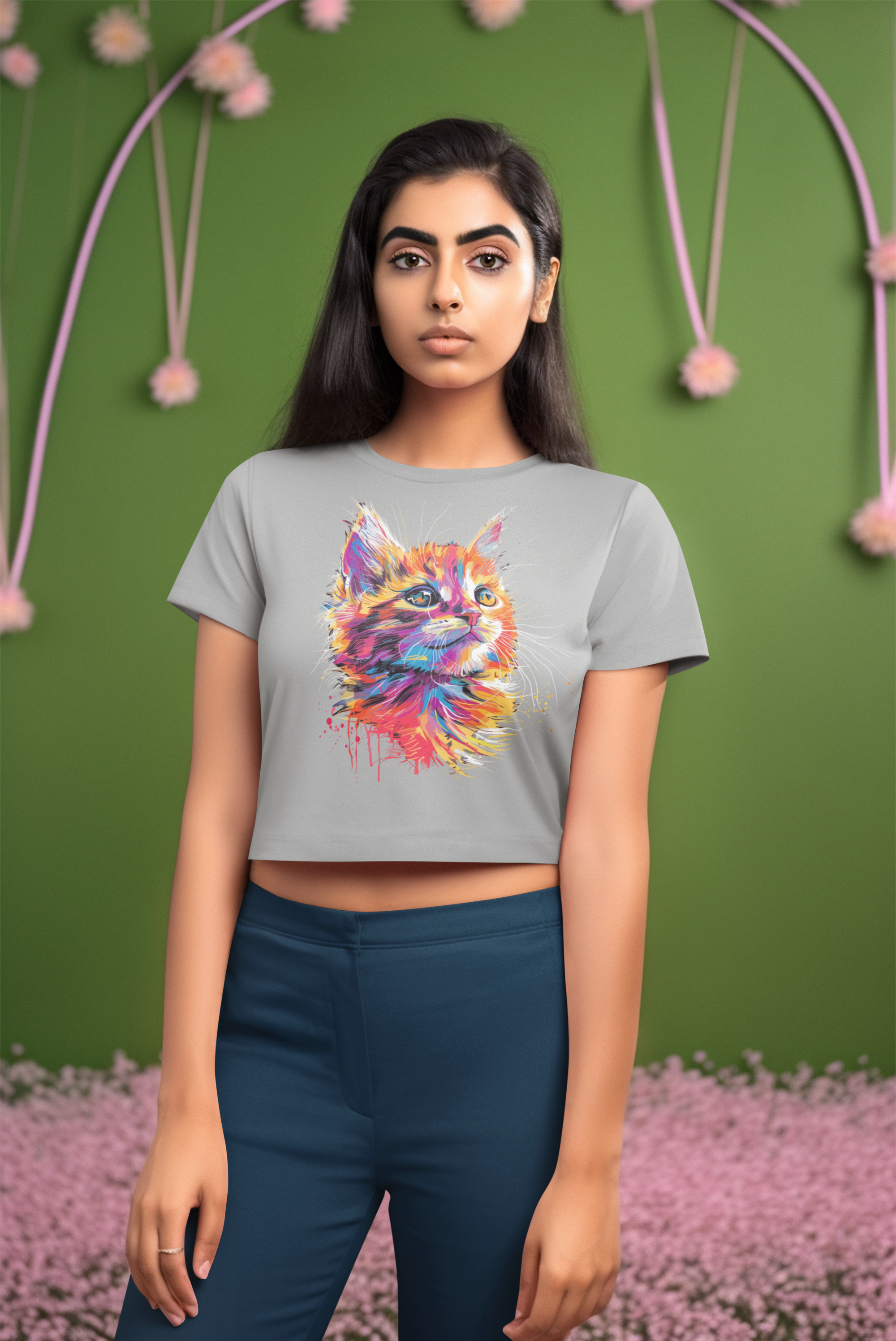 Adorable Cat Design Women's crop top for cat lovers