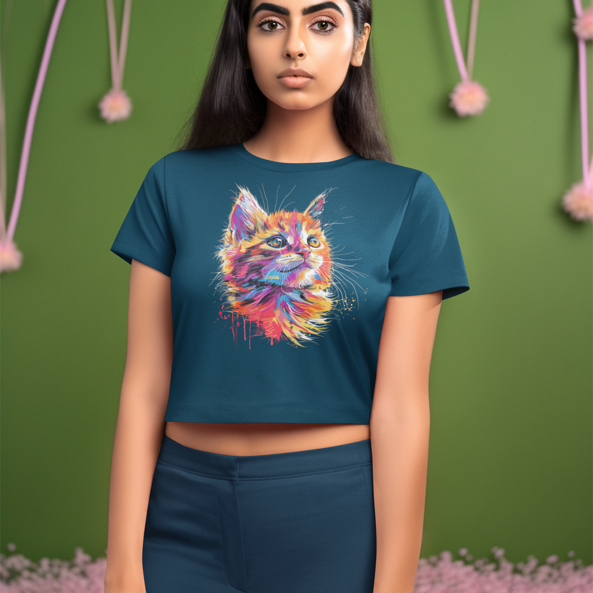 Adorable Cat Design Women's crop top for cat lovers | Storeily