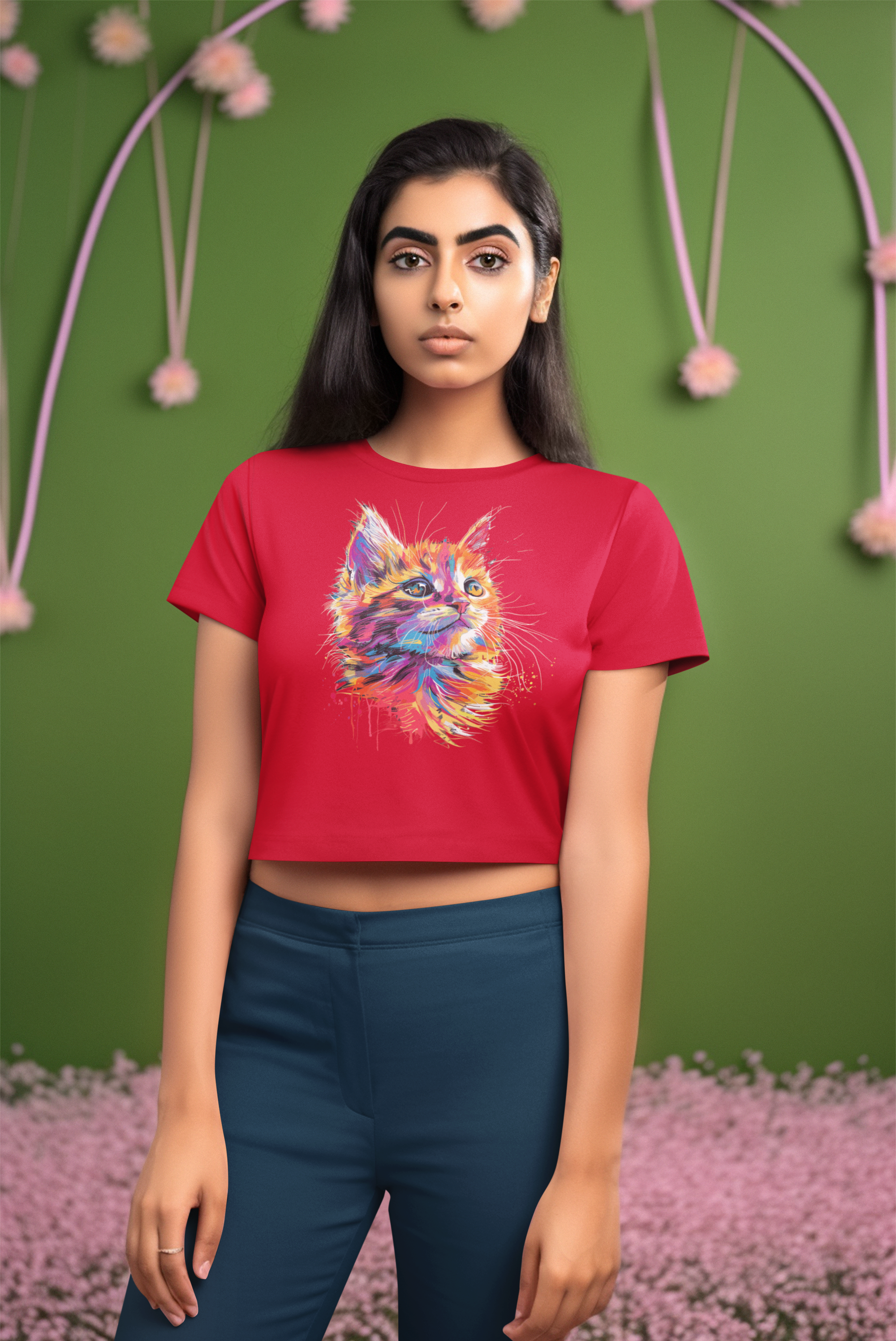 Adorable Cat Design Women's crop top for cat lovers