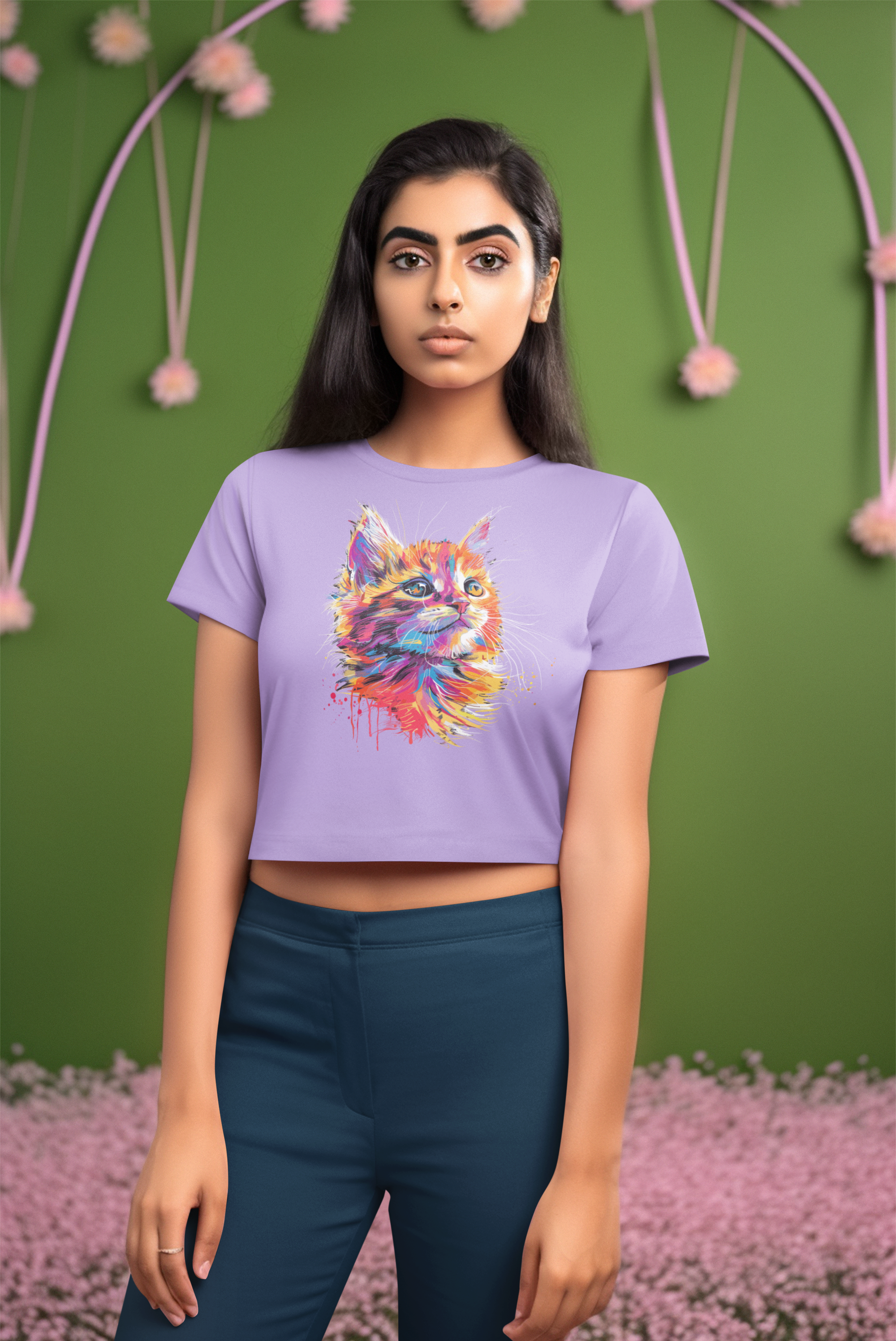 Adorable Cat Design Women's crop top for cat lovers