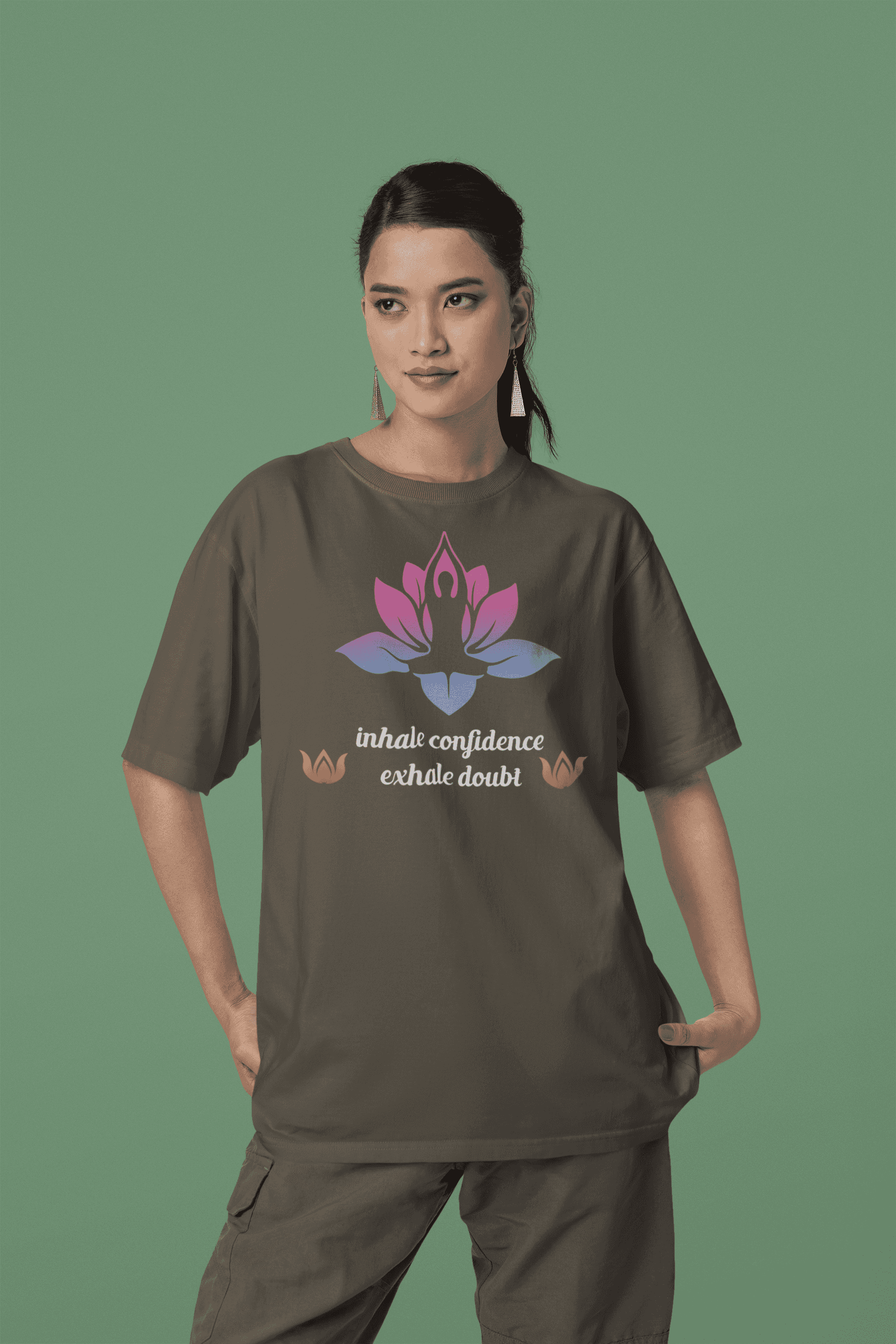 "Inhale Confidence, Exhale Doubt"  Women's Cotton Oversized T-Shirt