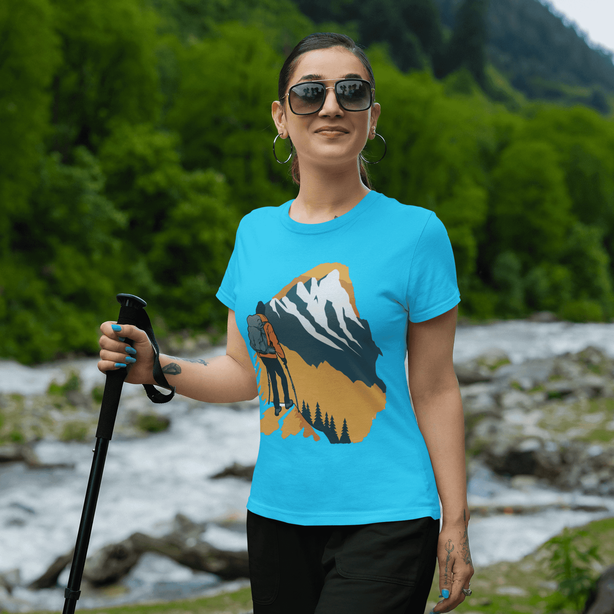 Adventure Awaits Women's Hiking/Trkking Graphic T-Shirt - Explore with Elegance