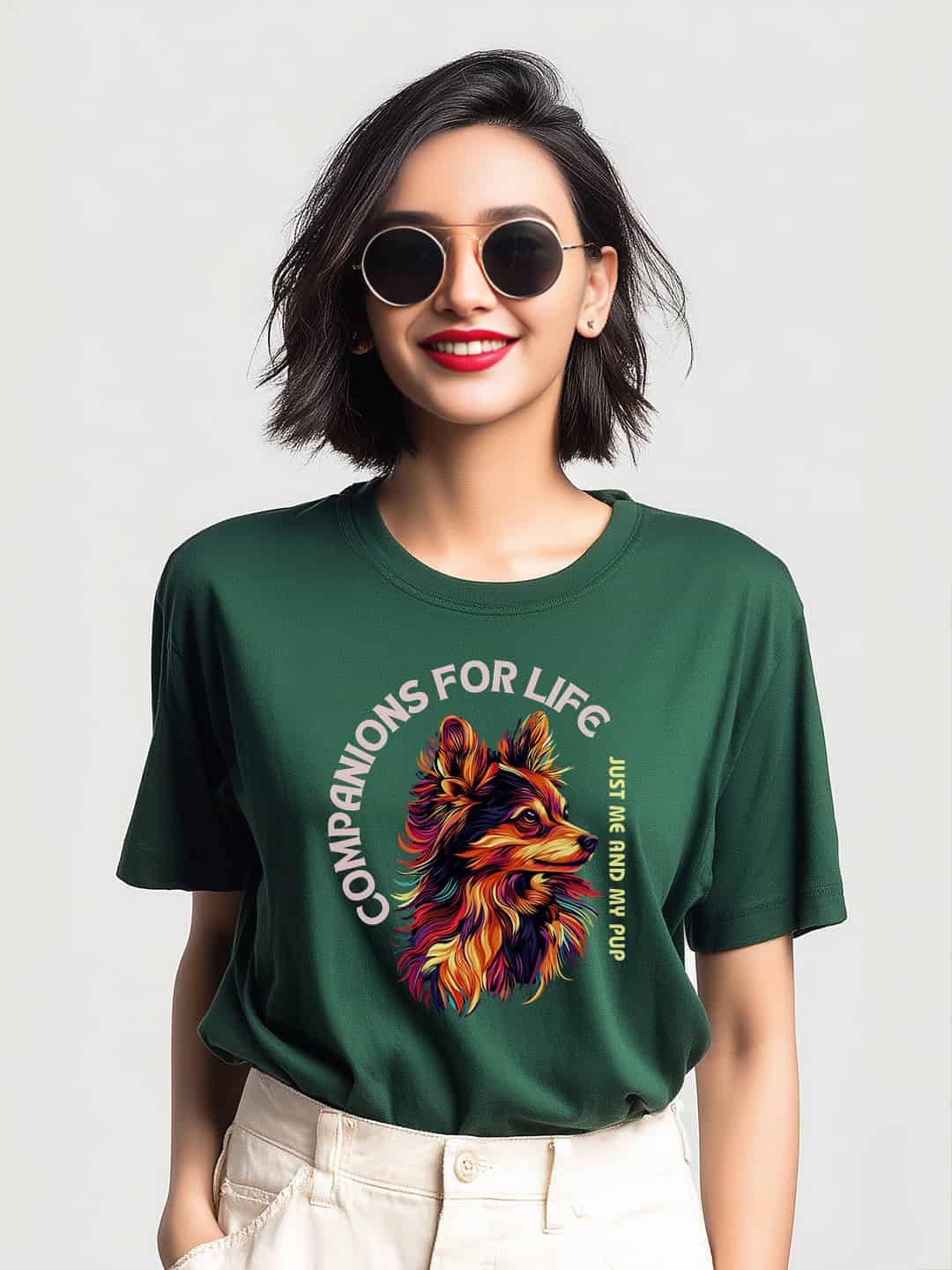 Companions for Life: Just Me and My Pup Women's Oversized Cotton Tee