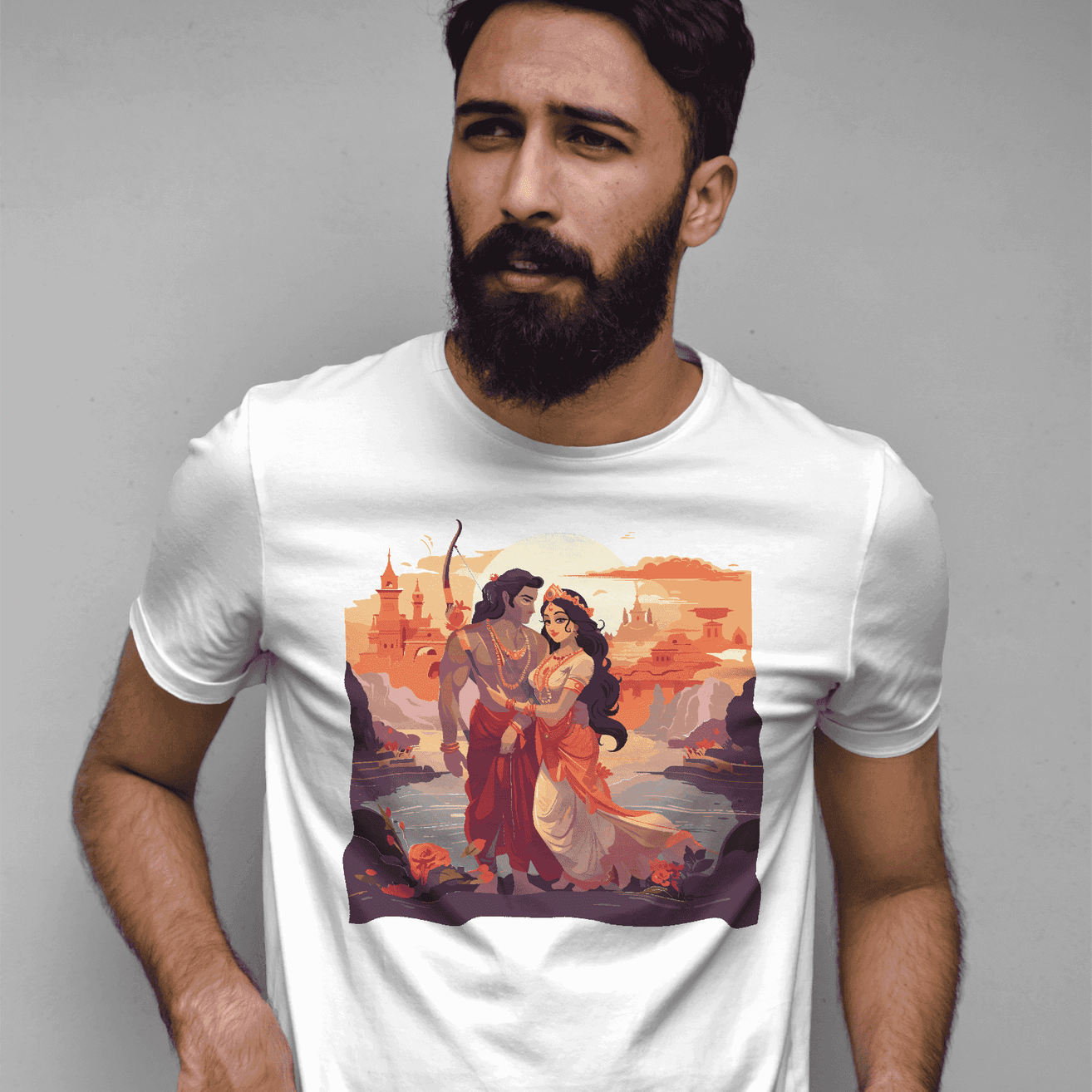 Ram & Sita Men's Divine Love T-Shirt - Ram Aaye Hai Ayodhya Mein