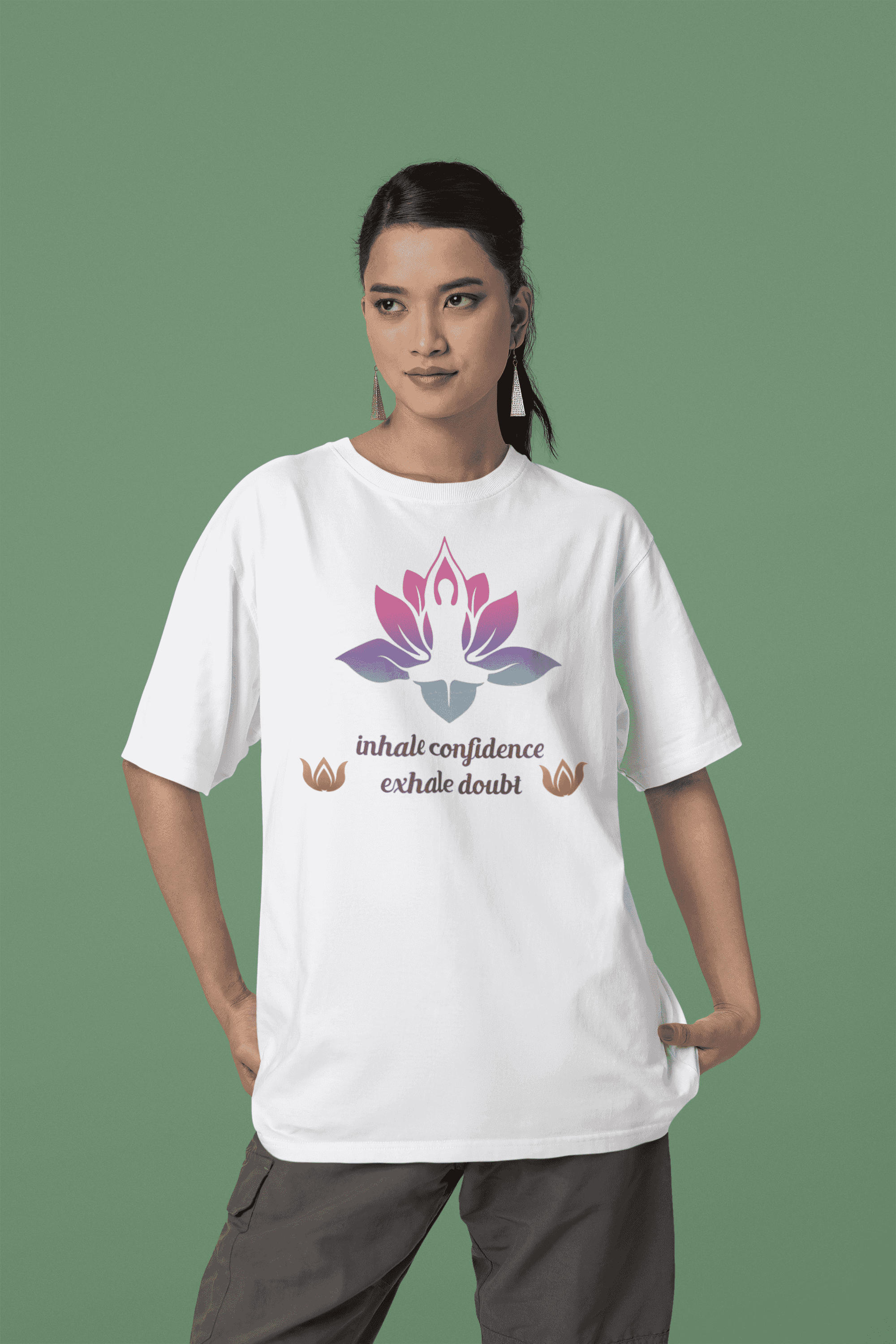 "Inhale Confidence, Exhale Doubt"  Women's Cotton Oversized T-Shirt