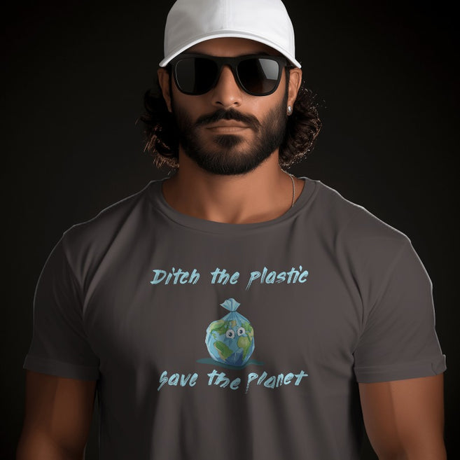 "Ditch the Plastic" Environment Day Theme T-Shirt Men's  T-Shirt