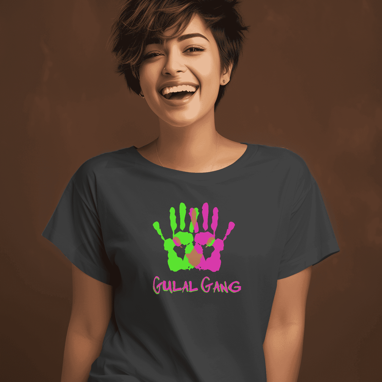 'Gulal Gang' Colorful Hands Design t shirt for Women| Storeily