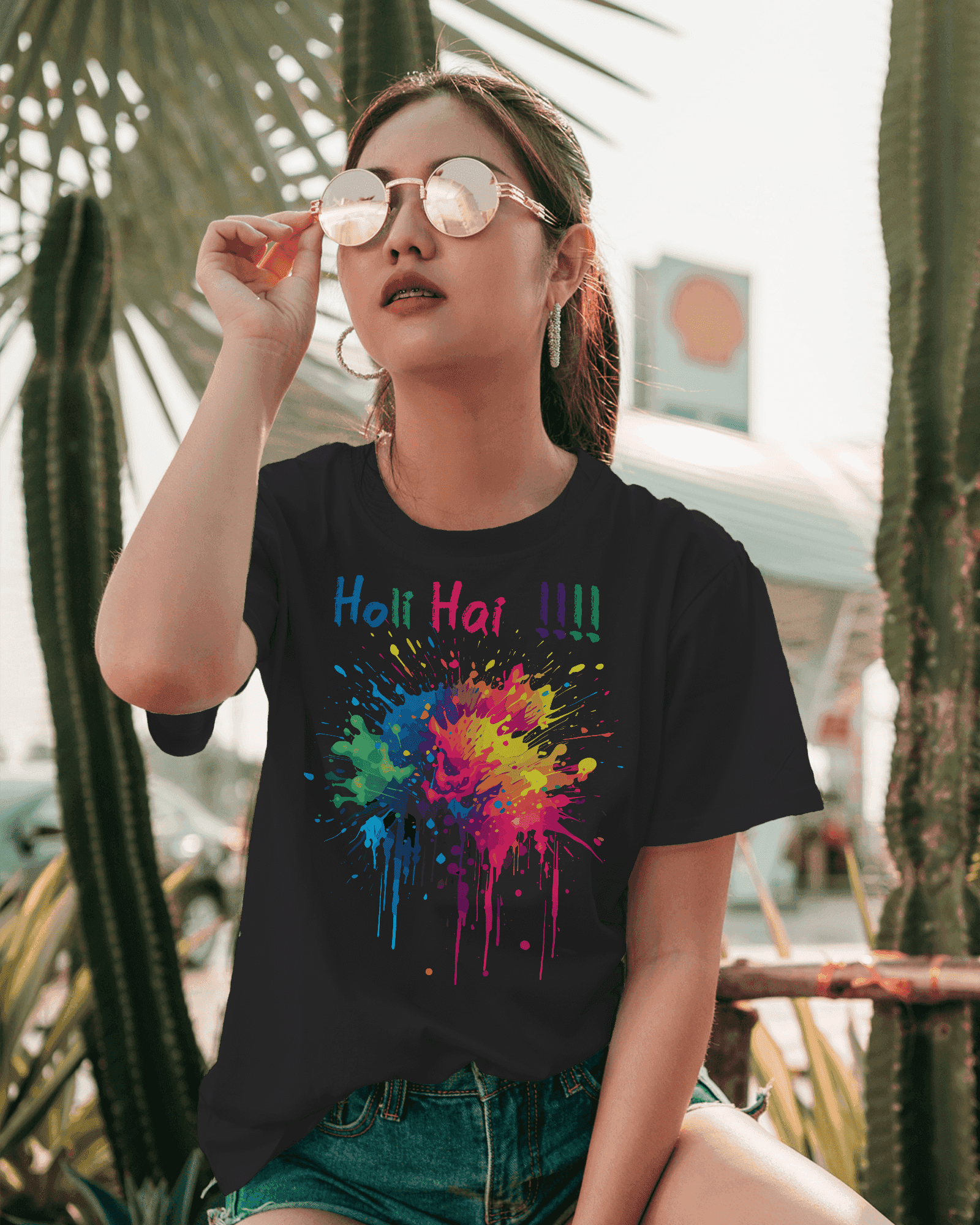 Celebrate holi with 'Holi Hai' Holi special Cotton T-Shirt for women