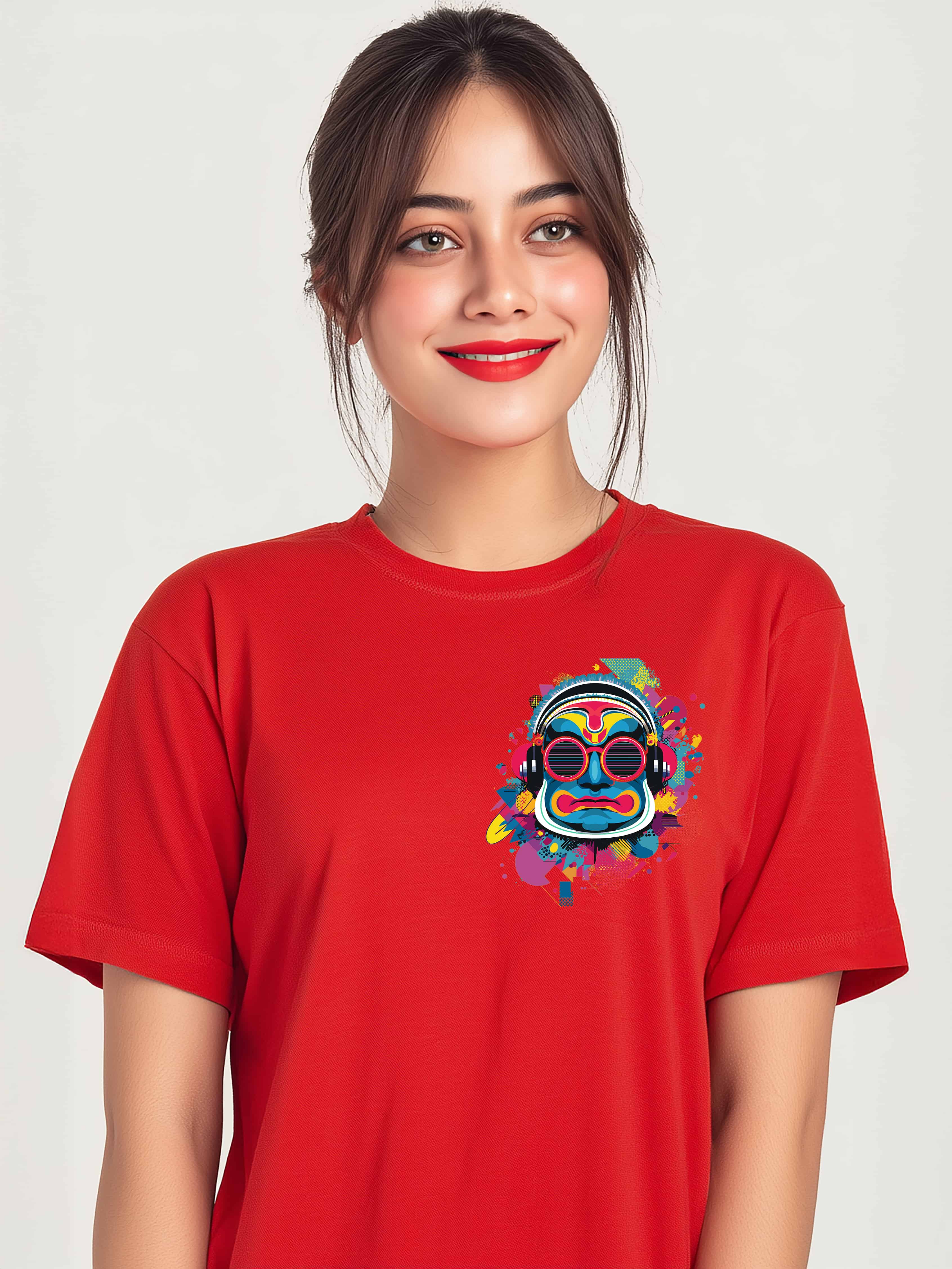 Retro Pop Tribal Oversized Cotton T-Shirt