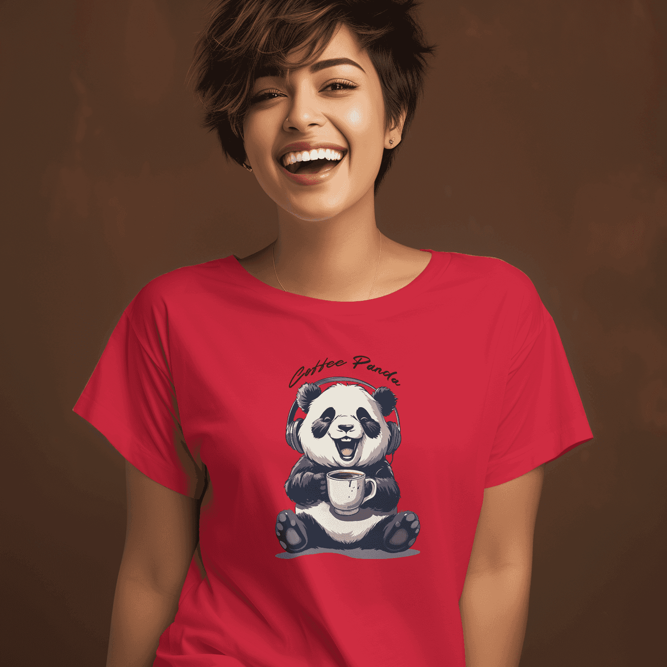 Coffee Panda Women's Graphic Cotton T-Shirt - Brew Your Style