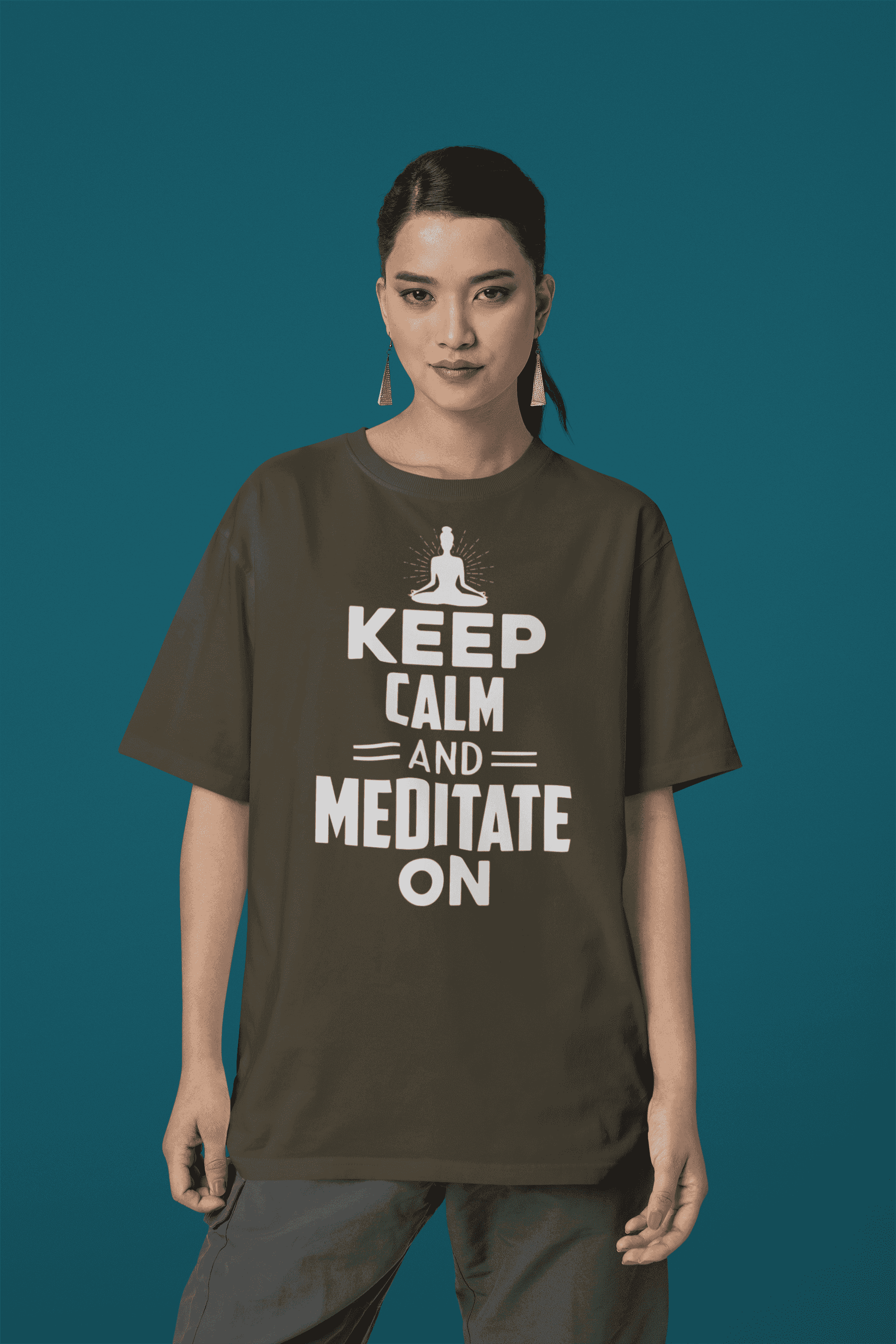 "Keep Calm and Meditate On" Women's Cotton Oversized T-Shirt