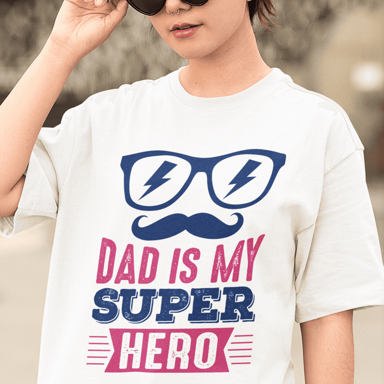 "Dad Is My Super Hero" Father's Day Special  Women's Cotton Oversized T-Shirt
