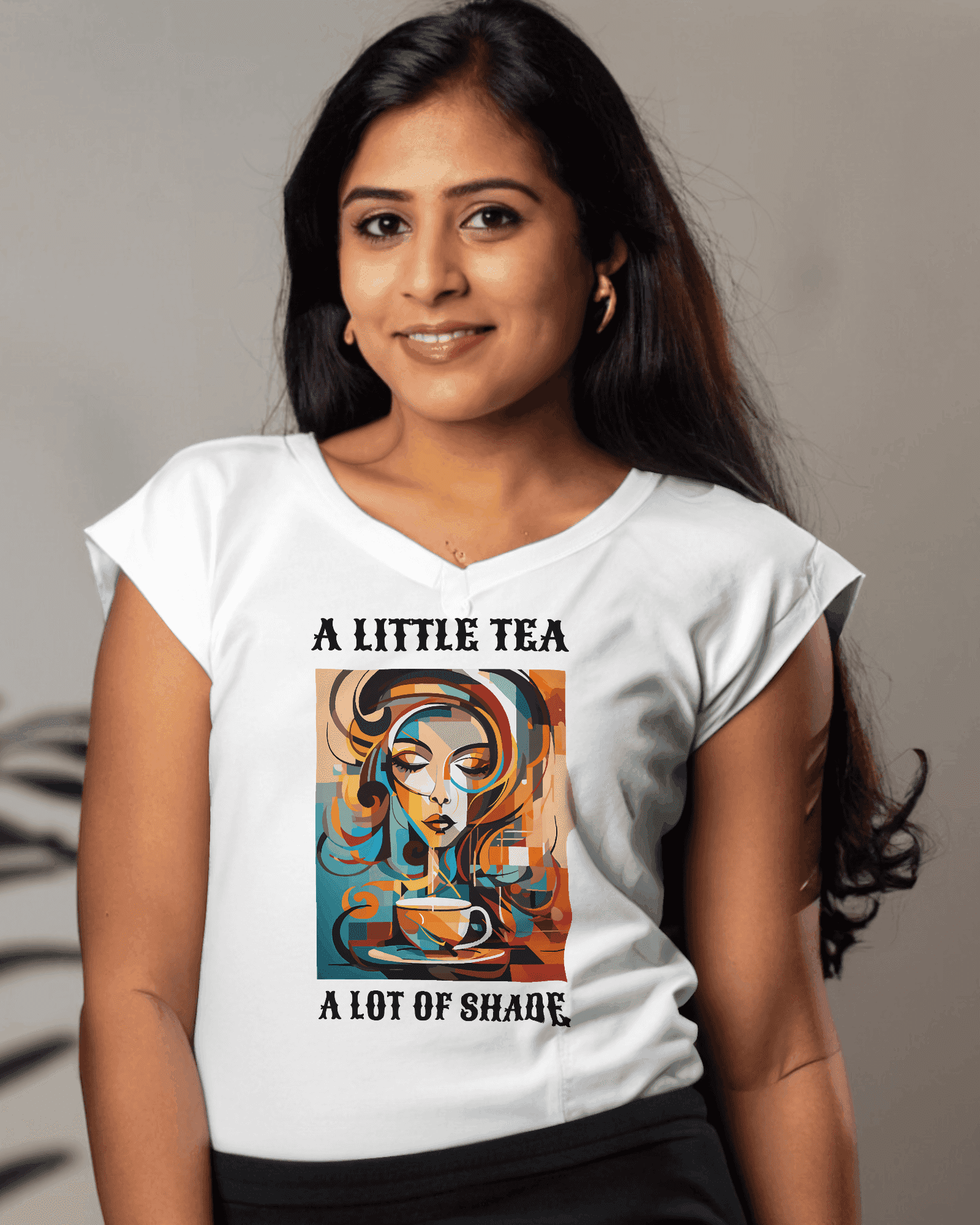 A Little Tea, A Lot of Shade Women's Sassy Cotton T-Shirt