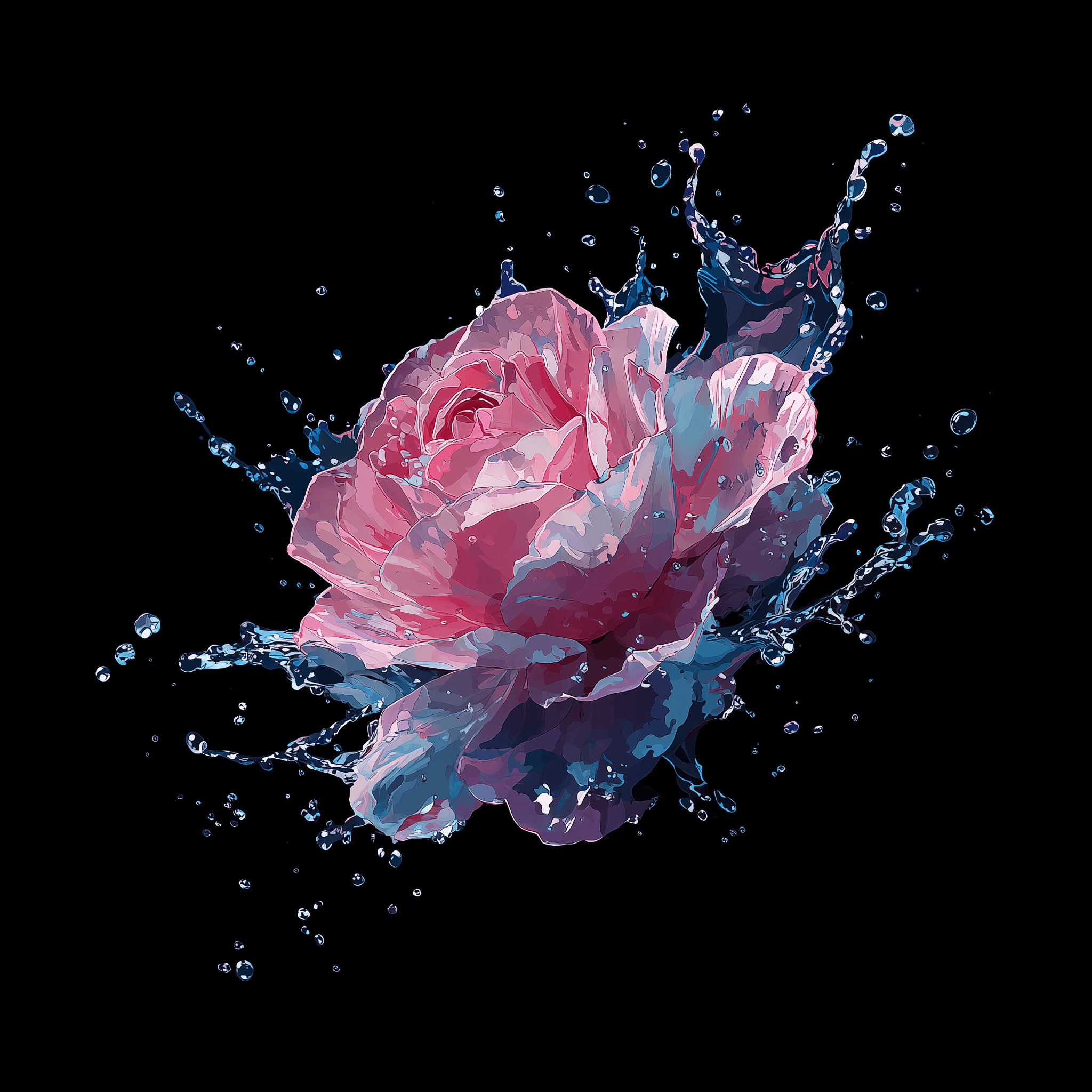 Aqua Bloom – Cotton Round Neck T-Shirt