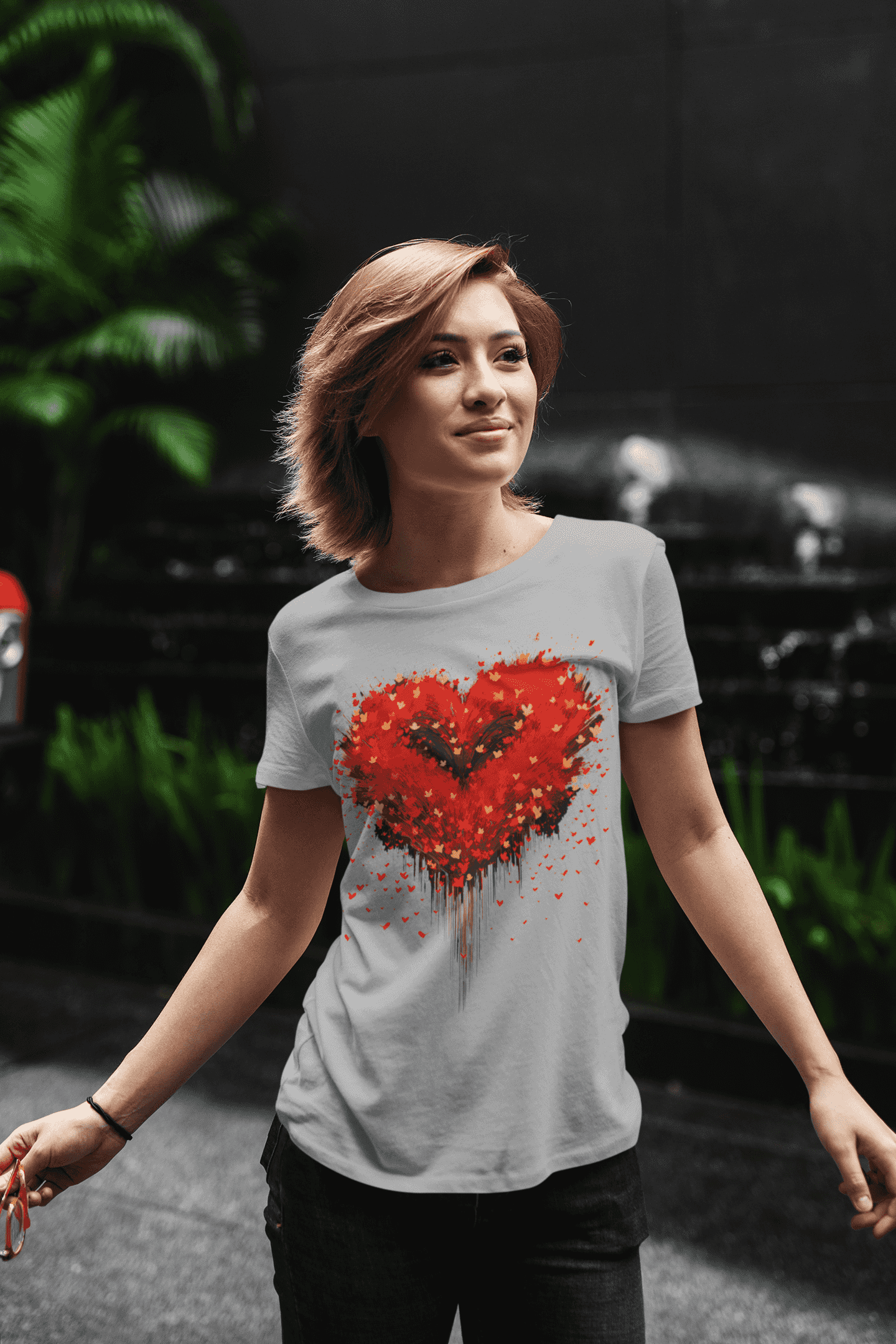 Radiant Love Women's Sparkling Heart Cotton T-Shirt