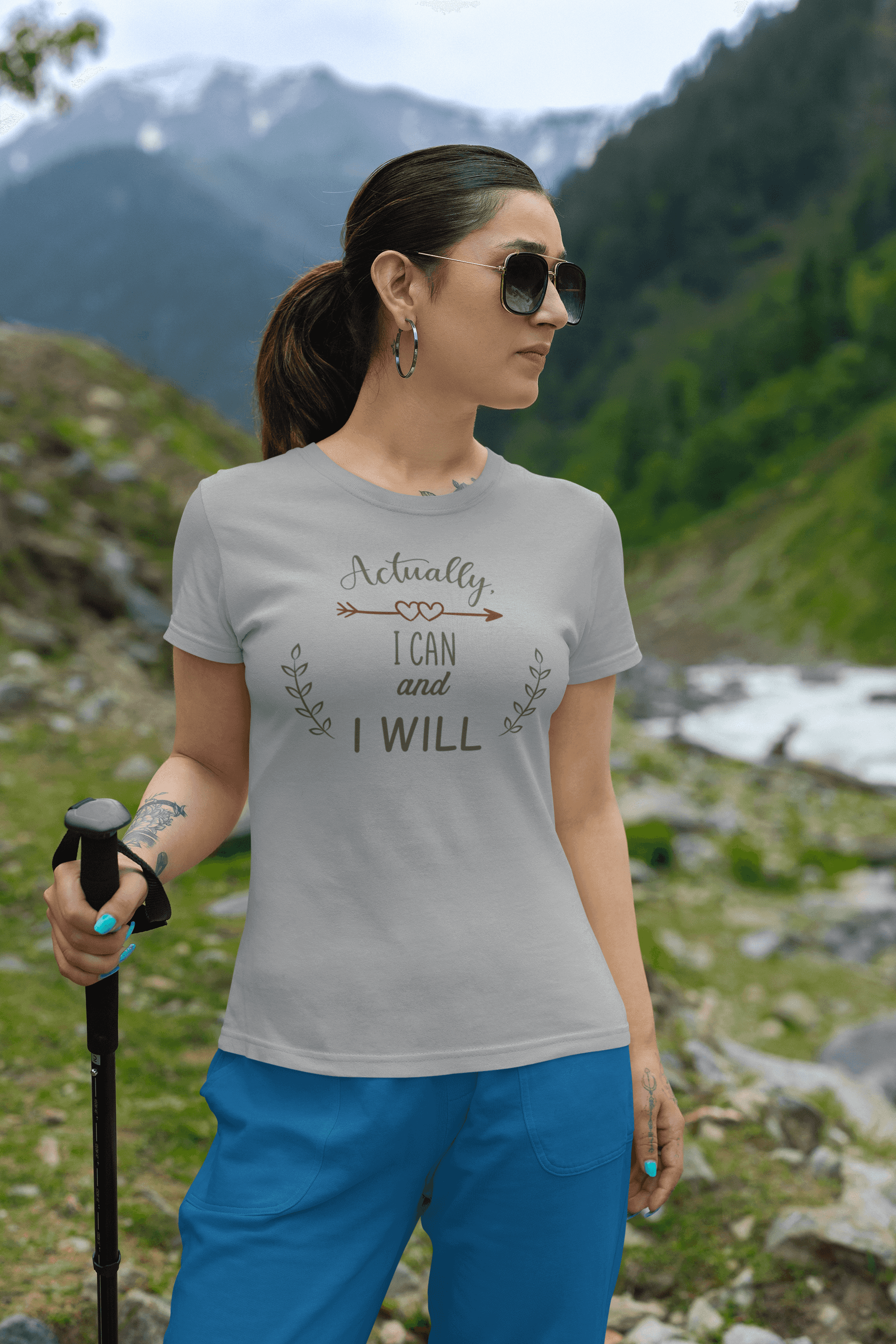 "I Can I Will" Cute Minimal Design Cotton T-Shirt