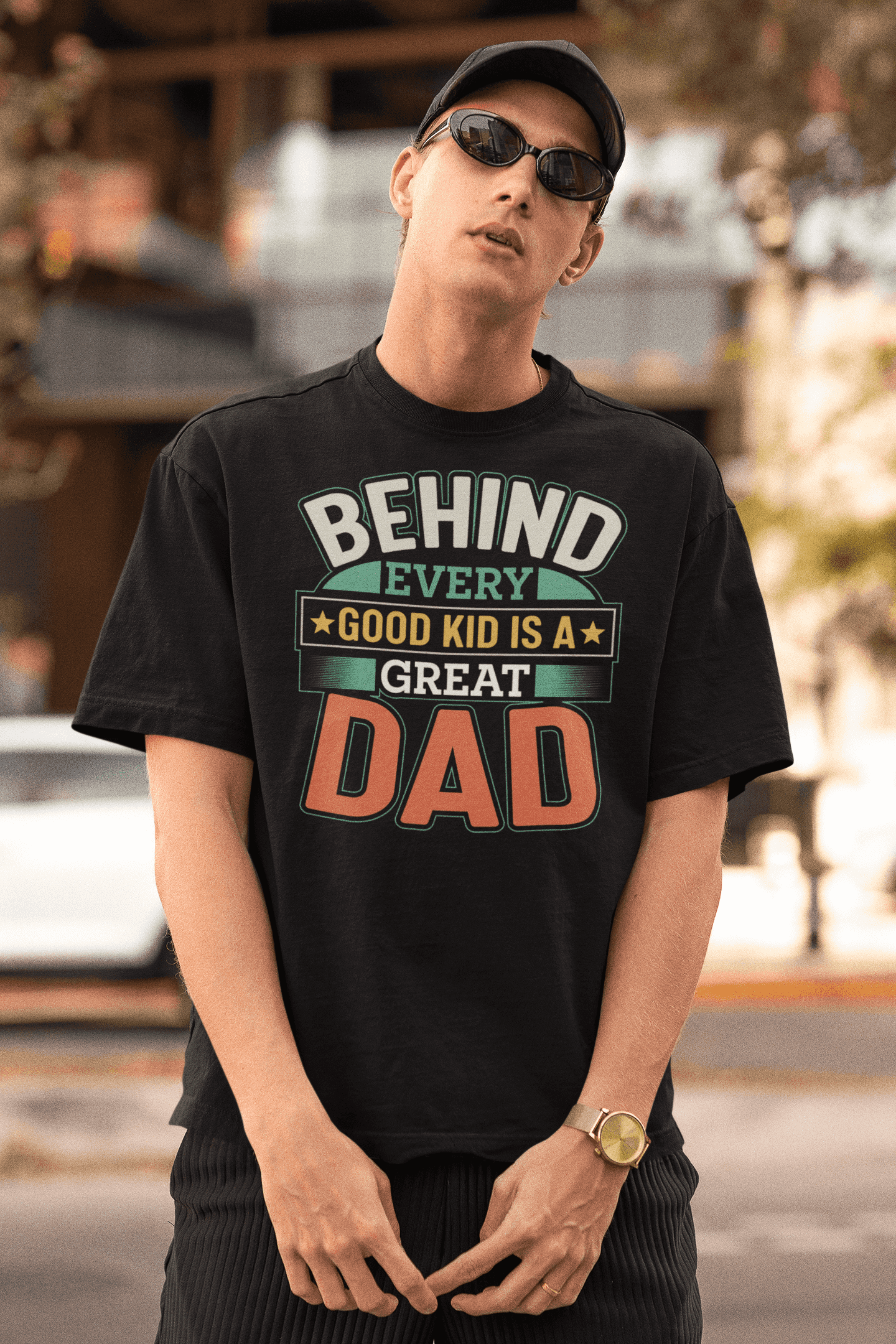 Men's Cotton Oversized T-Shirt - "Behind Every Good Kid Is a Great Dad" Father's Day Special T-Shirt