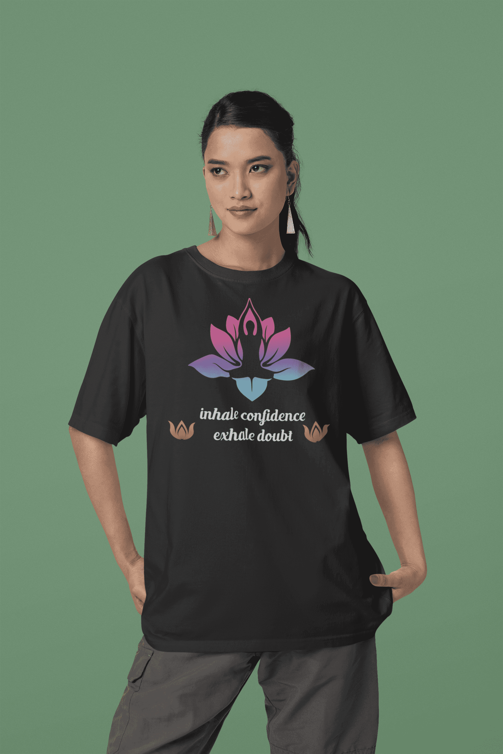 "Inhale Confidence, Exhale Doubt"  Women's Cotton Oversized T-Shirt