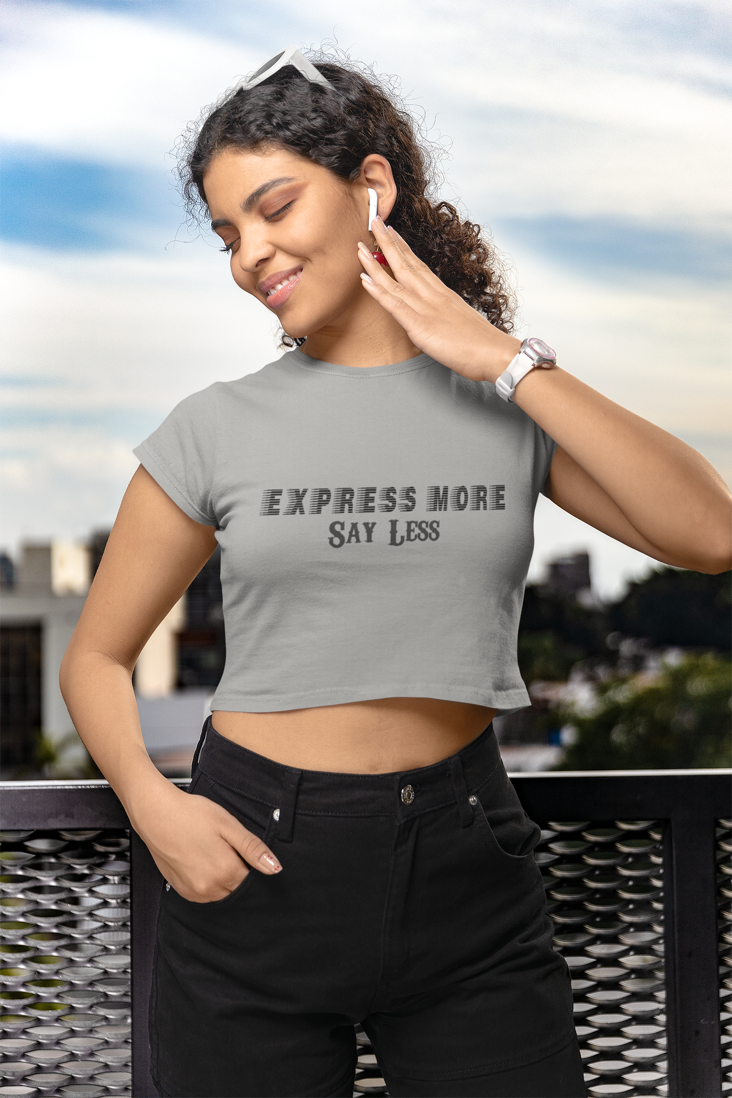 ' Express more Say less'  Women's Graphic Crop Top| Storeily