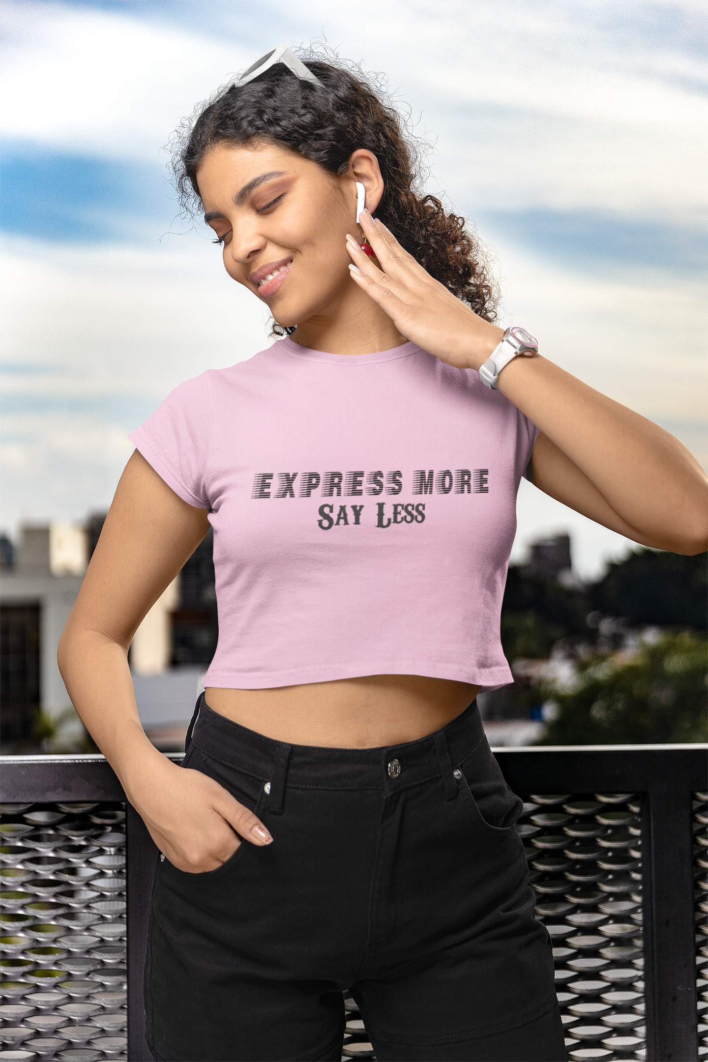 ' Express more Say less'  Women's Graphic Crop Top| Storeily