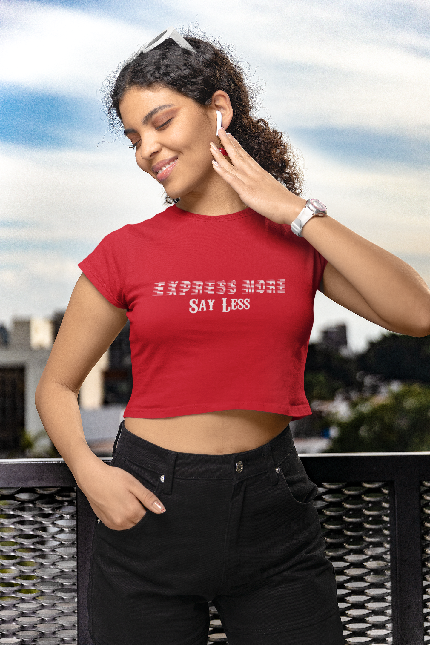 ' Express more Say less'  Women's Graphic Crop Top| Storeily