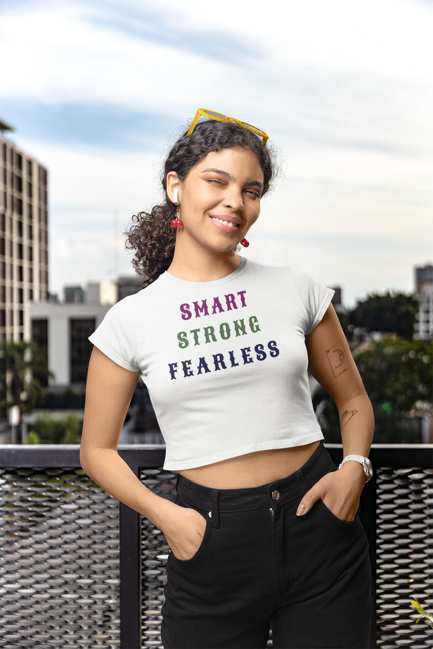 "Smart, Strong, Fearless" Women's Cotton Crop Top