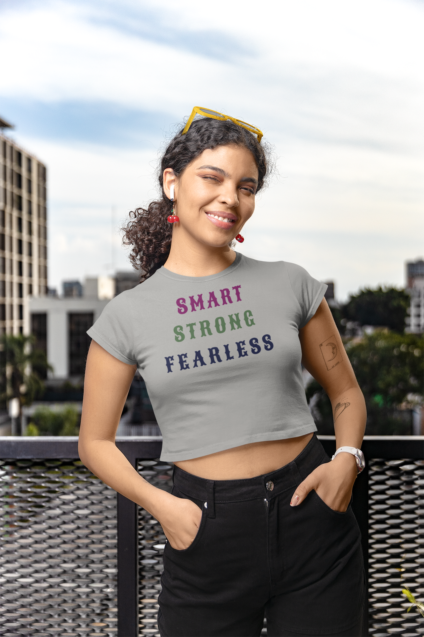 "Smart, Strong, Fearless" Women's Cotton Crop Top