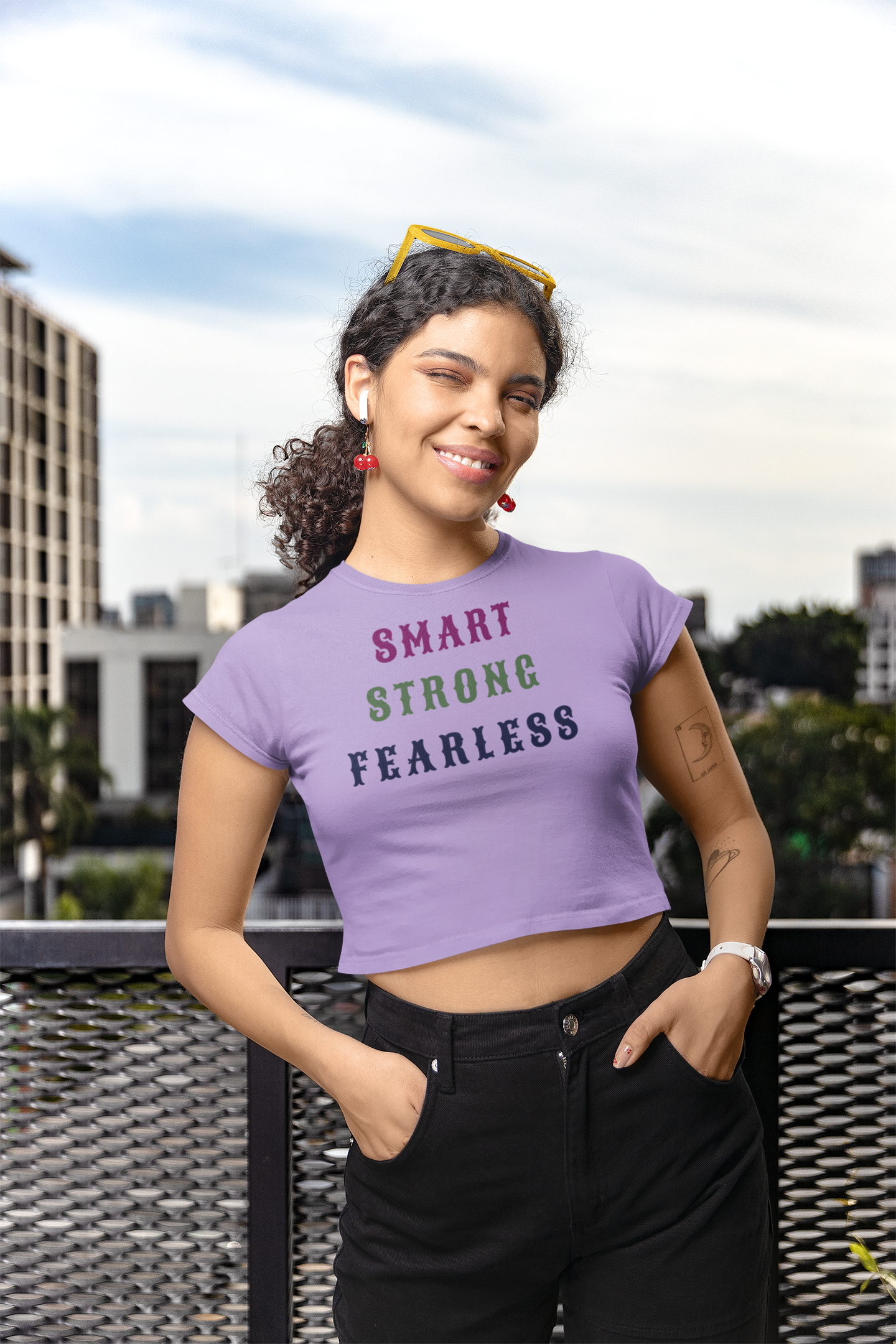 "Smart, Strong, Fearless" Women's Cotton Crop Top