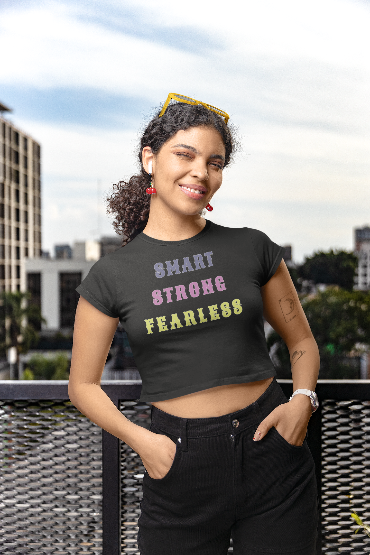 "Smart, Strong, Fearless" Women's Cotton Crop Top