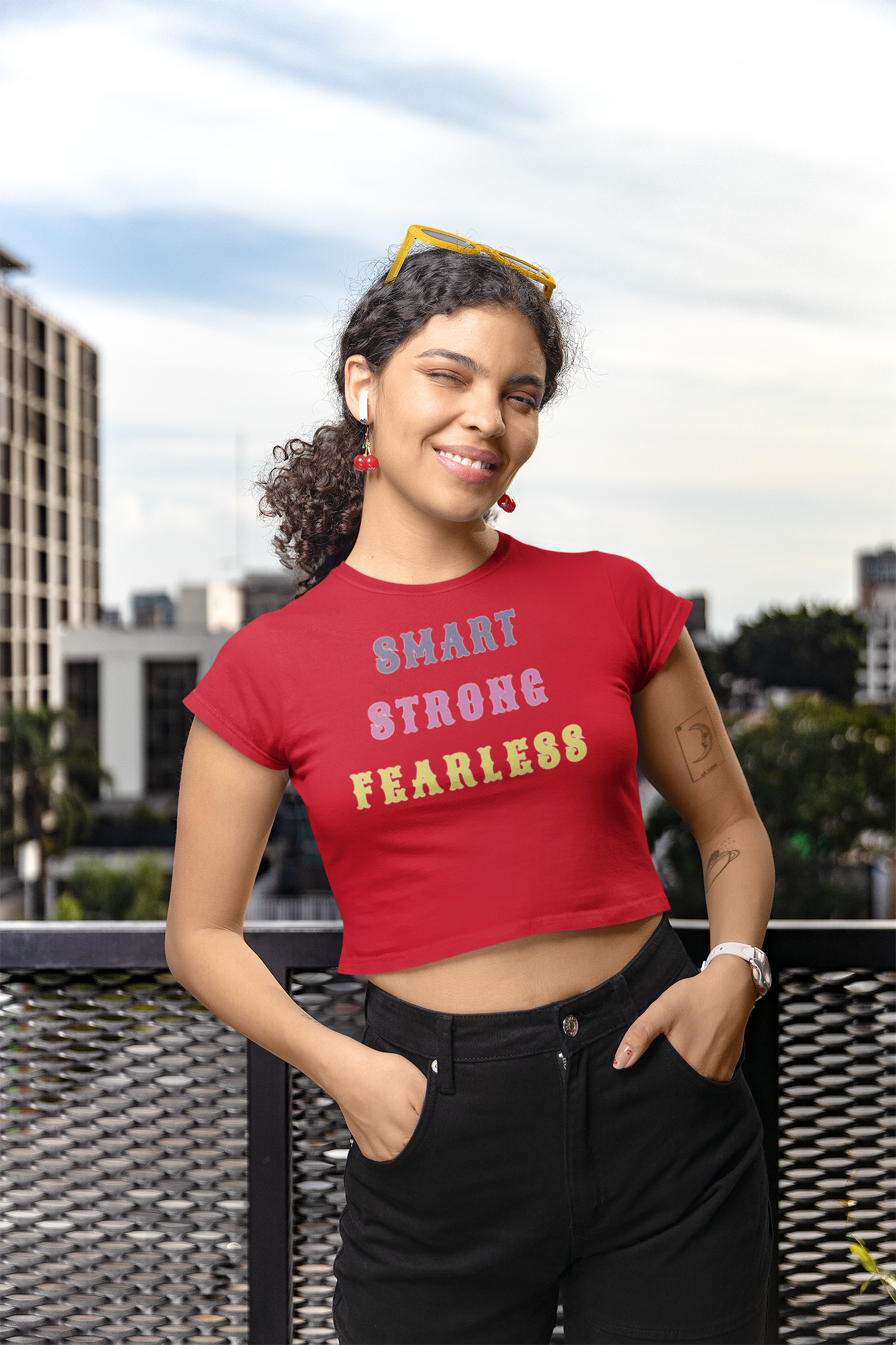 "Smart, Strong, Fearless" Women's Cotton Crop Top