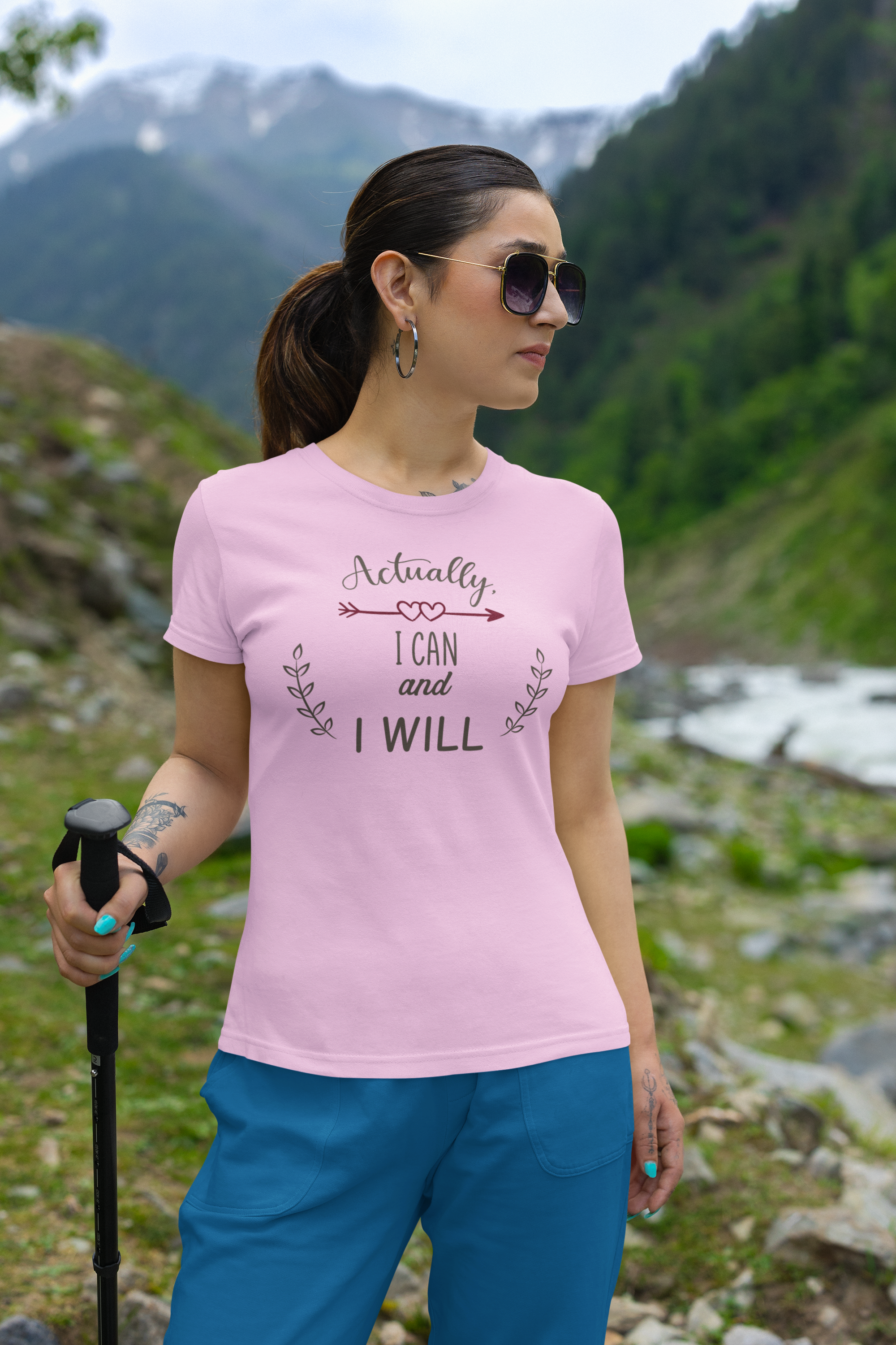 "I Can I Will" Cute Minimal Design Cotton T-Shirt