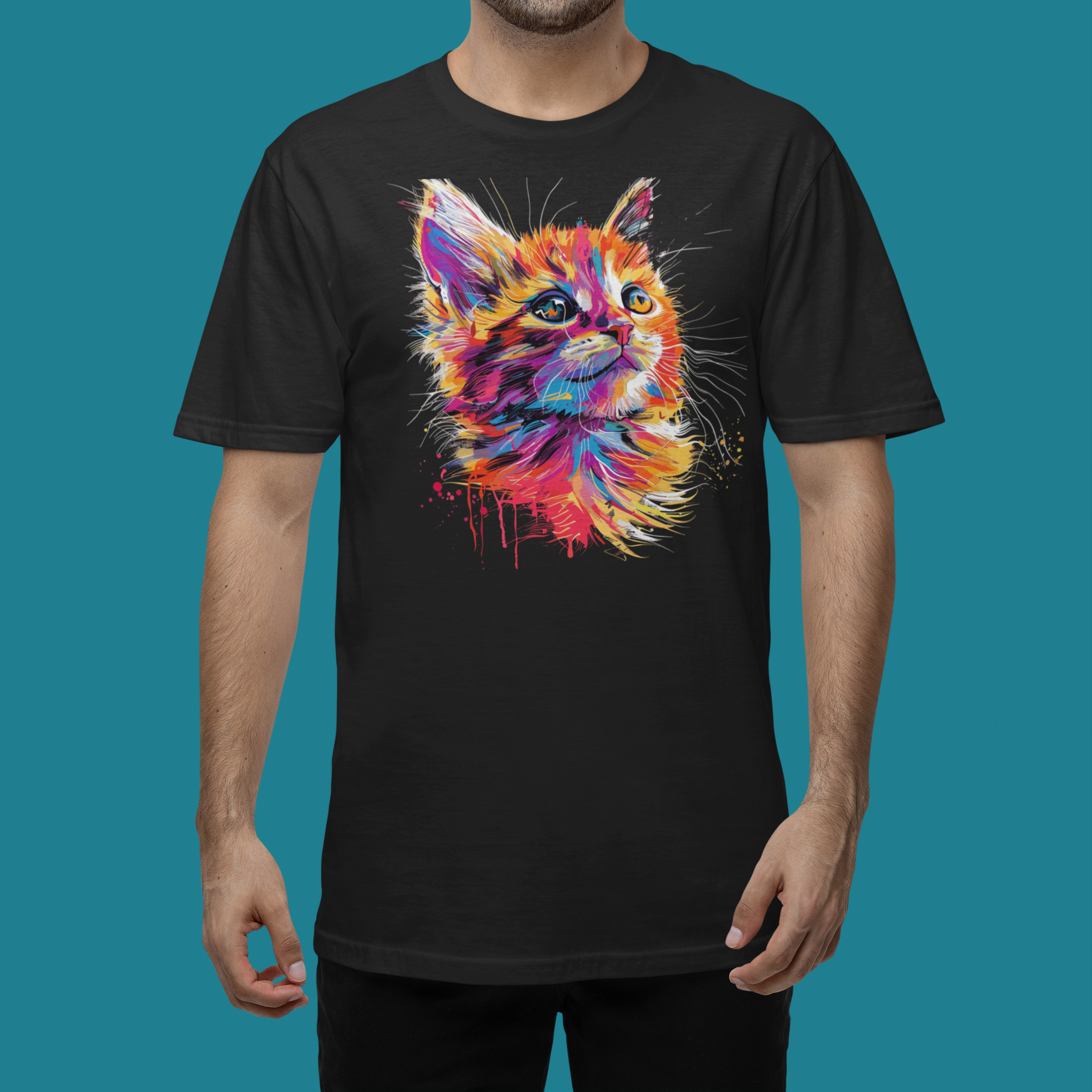 Adorable Cat Design Men's T-shirt for cat lovers| Storeily