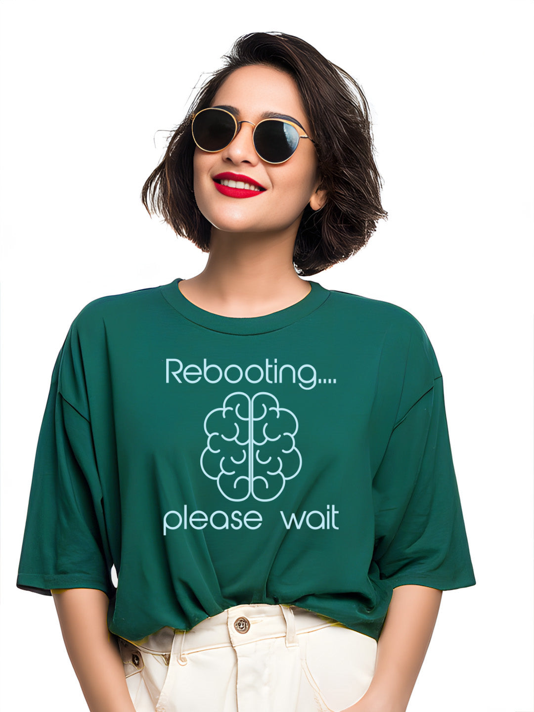 Women's Cotton Oversized Tee - Rebooting... Please Wait