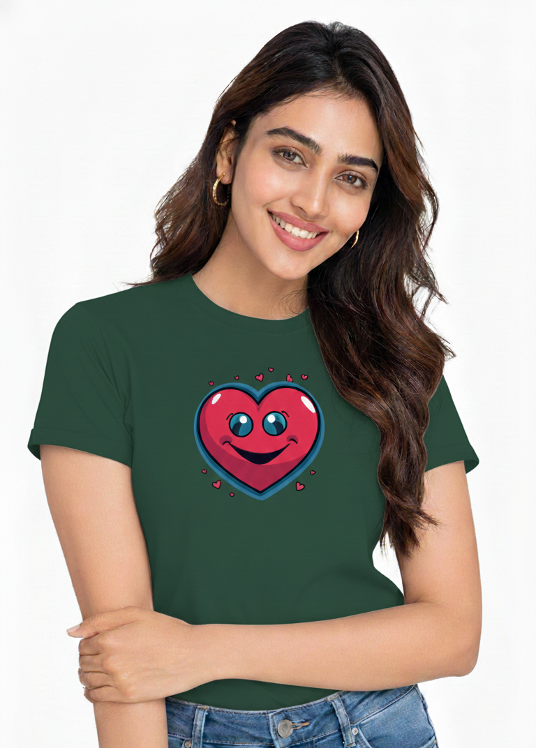 Happy Heart Graphic – Women’s Cotton T-Shirt