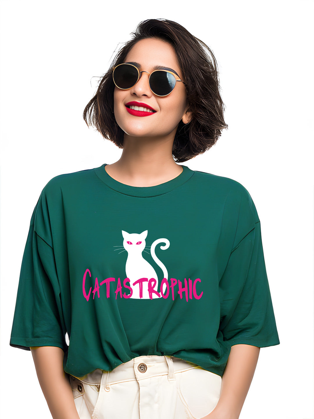 Catastrophic Cat Cotton Oversized Women's Tee