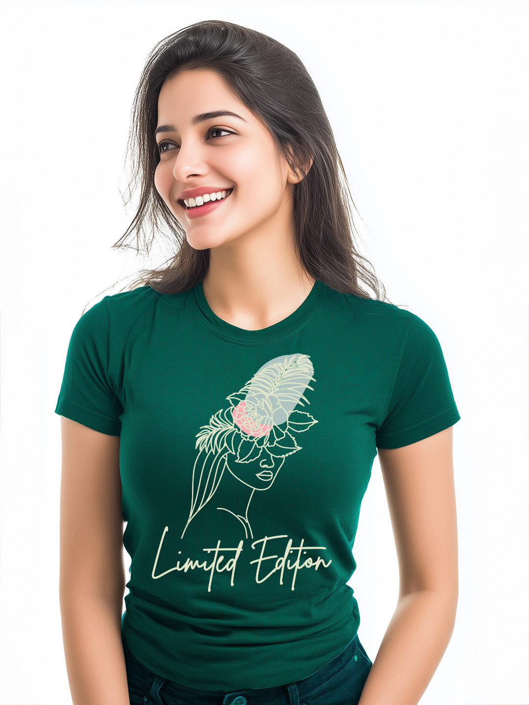 Floral Crown Line Art Design- Limited Edition Women's Cotton T-Shirt
