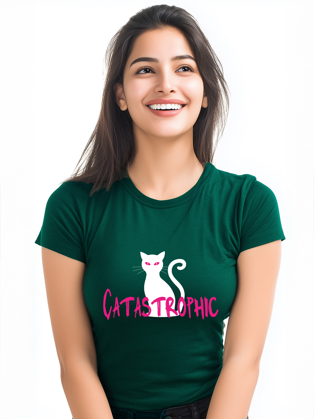 Shop 'Catastrophic' Cat Women's Casual Cotton Tee