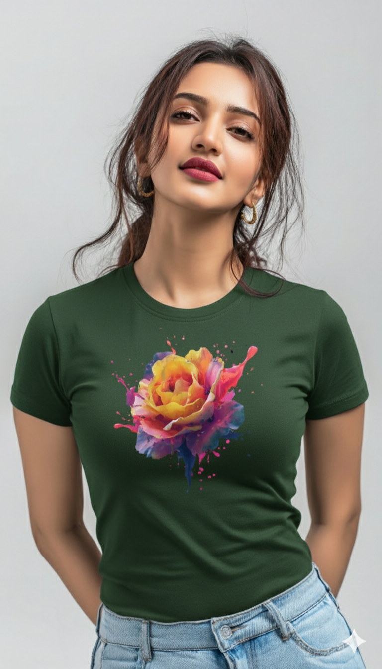 Bloom Burst – Cotton Round Neck T-Shirt