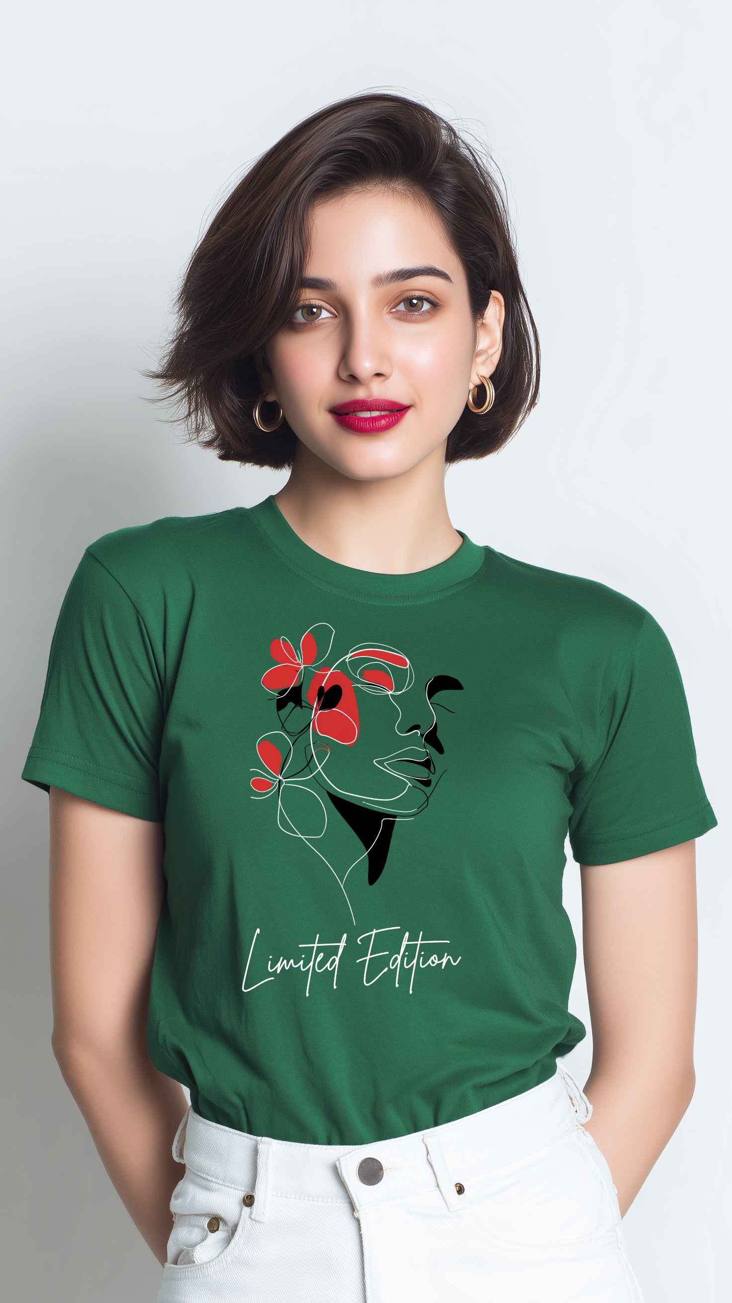 Crimson Bloom – Limited Edition Regular Fit Round Neck Cotton T-Shirt