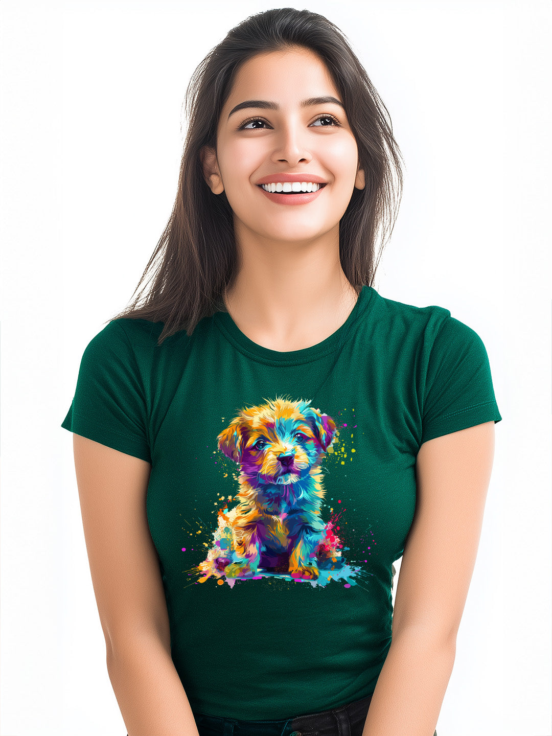 Colorful Puppy design Women's  Cotton T-Shirt