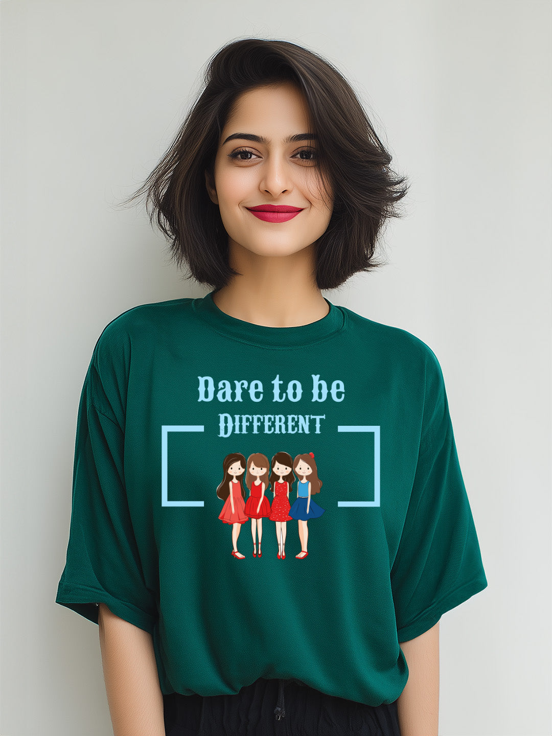 ' Dare to be Different' Cotton Women's Oversized T-Shirt
